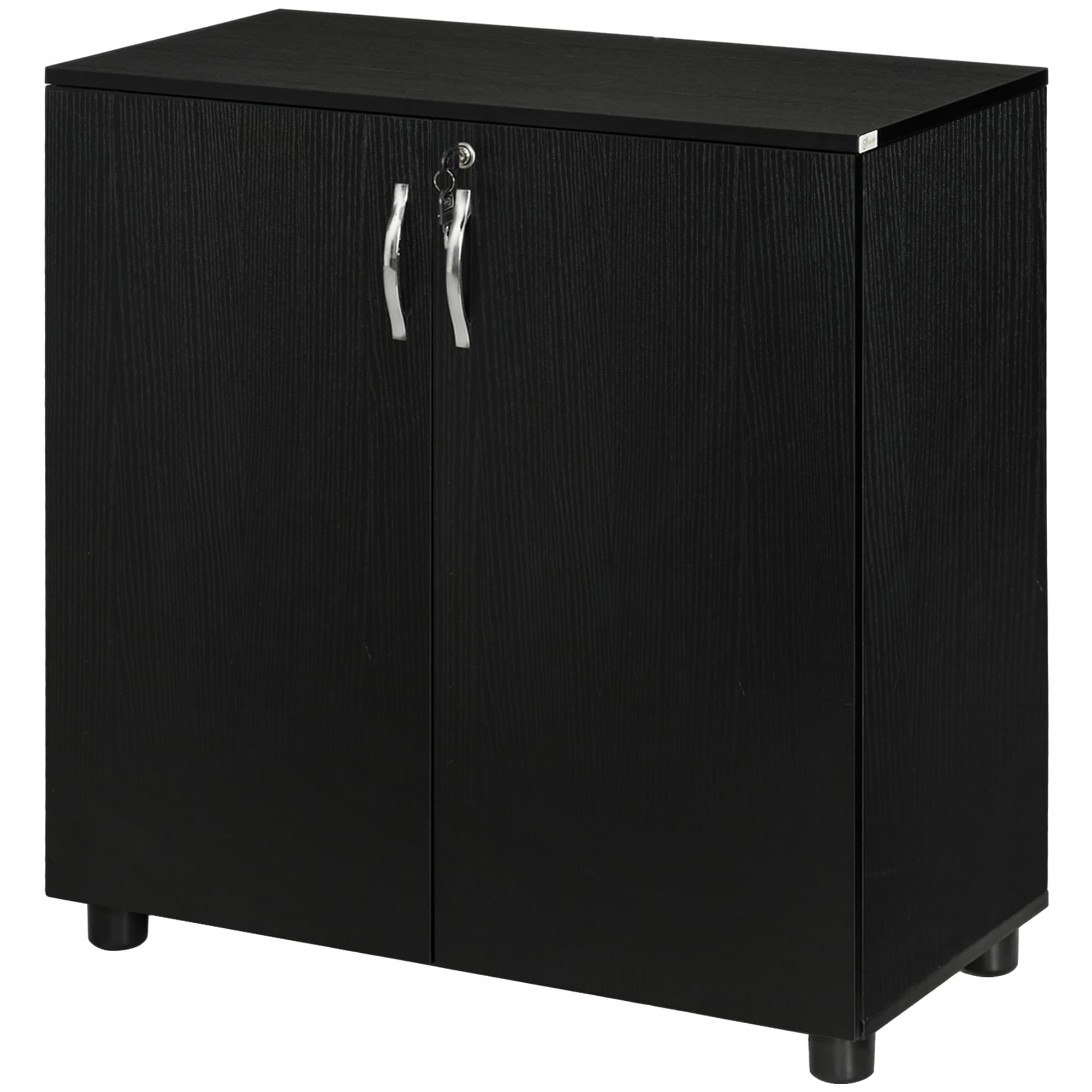 Vinsetto Meuble de Bureau Porte-documents Polyvalent avec Serrure, 2 Portes et Étagère Interne, 80x40x80 cm, Noir
