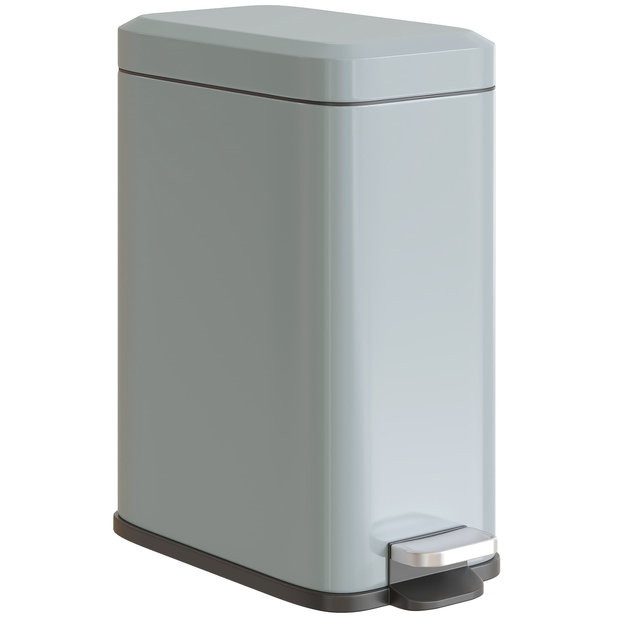 HOMCOM Poubelle à Pédale de Salle de Bain Design Couvercle Silencieux Capacité 5 Litres 29 2 x 14 x 32 cm Gris aosom france