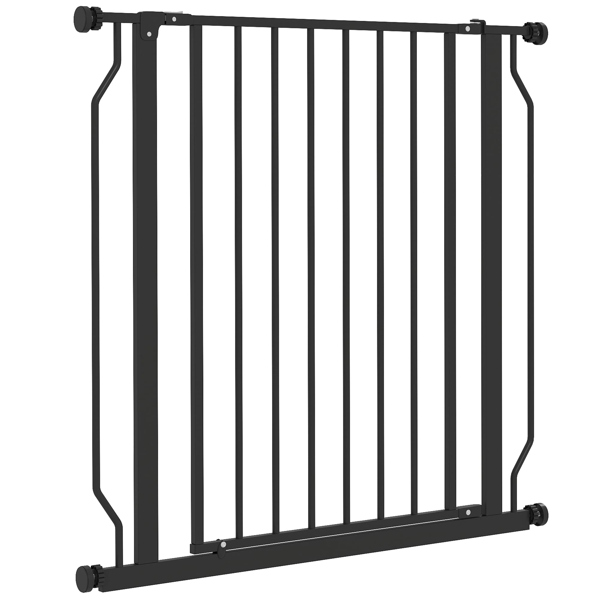 PawHut Portail pour Chiens Extensible et Réglable pour Escaliers et Portes, en Acier et ABS, 75-85x76 cm, Noir