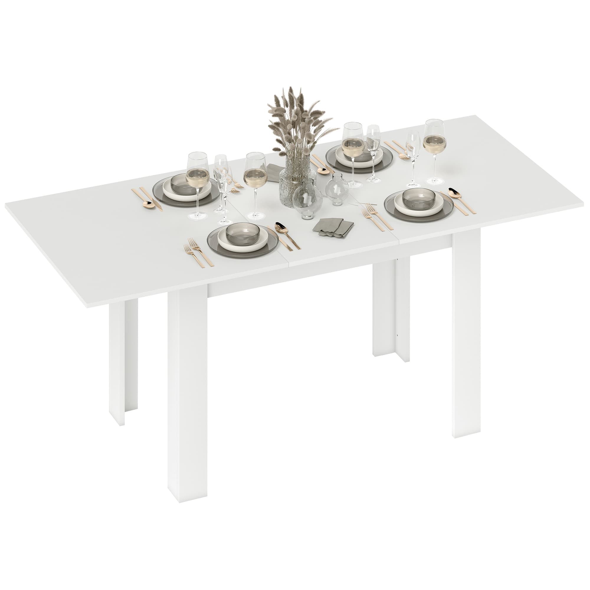 HOMCOM Table de Salle à Manger Extensible pour 6-8 Personnes, 140-180 x 80 cm, Blanc