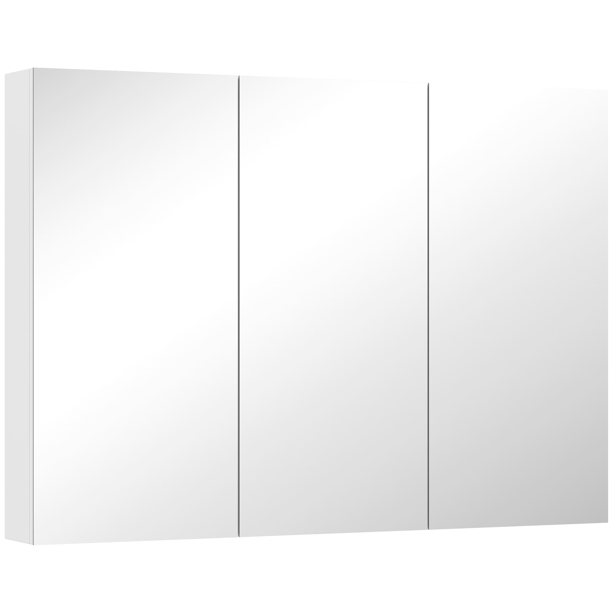 HOMCOM Armoire murale salle de bain avec miroir, armoire de toilette 3 portes miroir, étagères réglables, 91,5x11,5x65cm, blanc