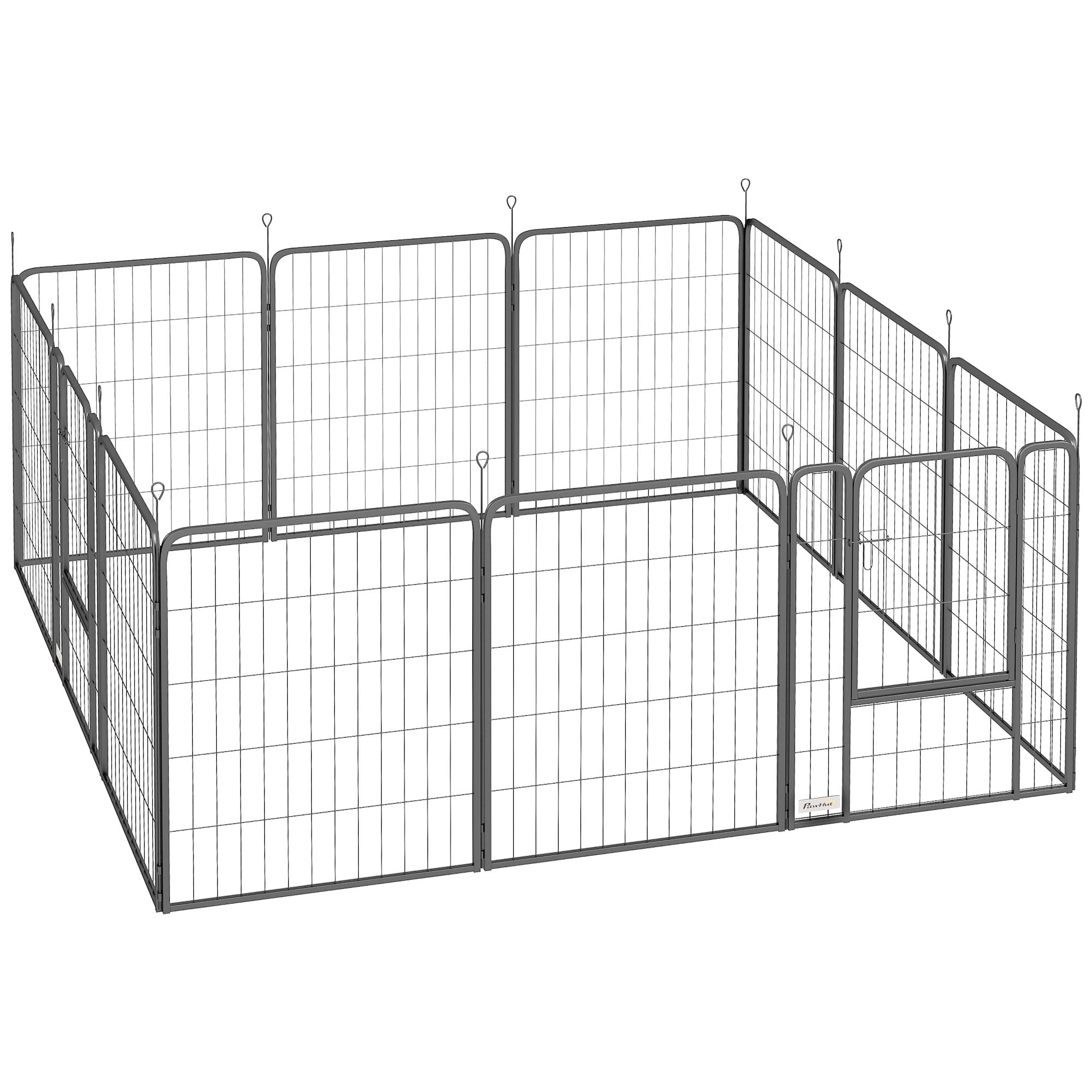PawHut Parc pour chien, enclos chien 12 panneaux modulable et pliable, portable en acier avec porte 68 x 80 noir