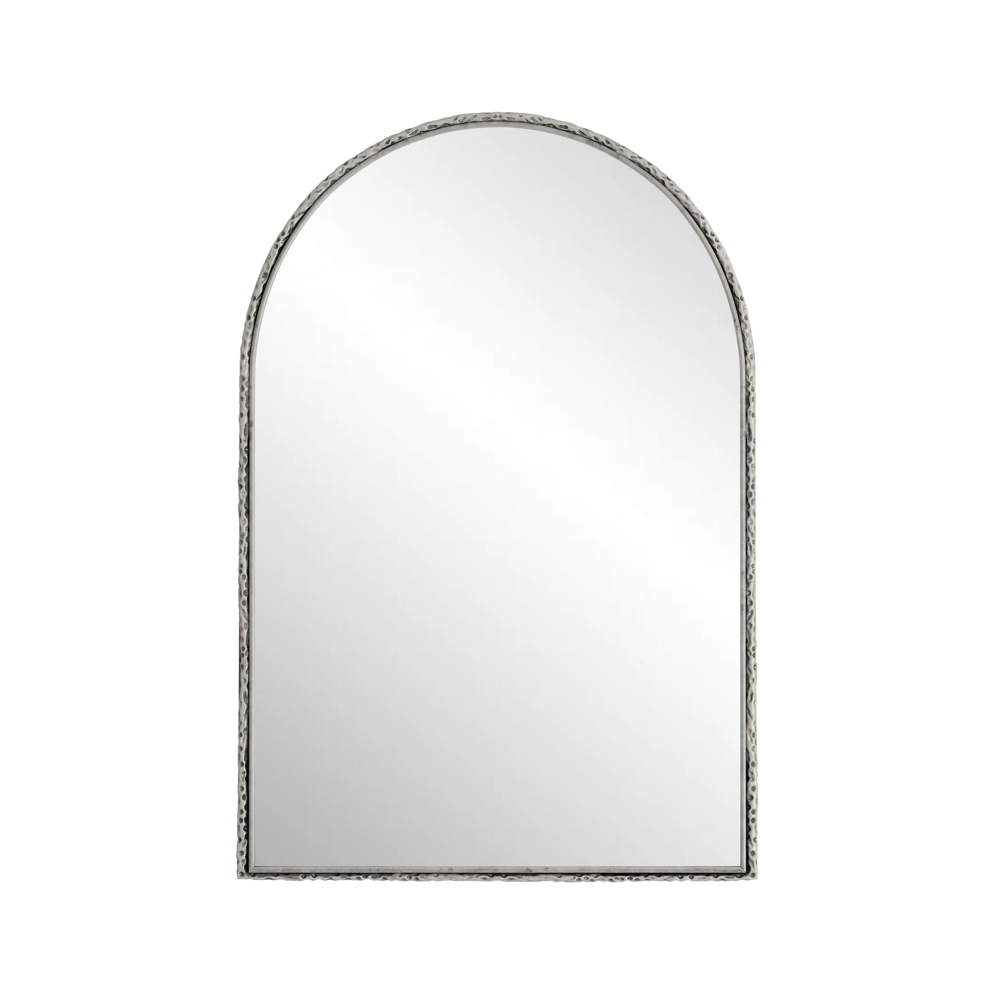 Miroir mural arqué avec cadre en fer, miroir de maquillage pour salle de bain, 61x2,5x91 cm, Argenté