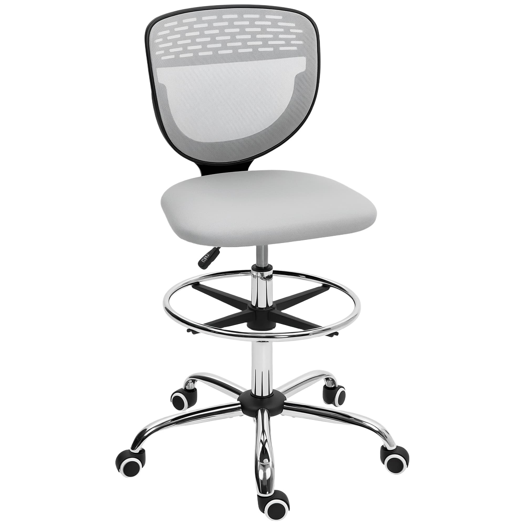Vinsetto Fauteuil de bureau ergonomique, régalable, bureau, confort bureau en acier, tissu, polyester gris incl. avec repose-pieds Aosom France