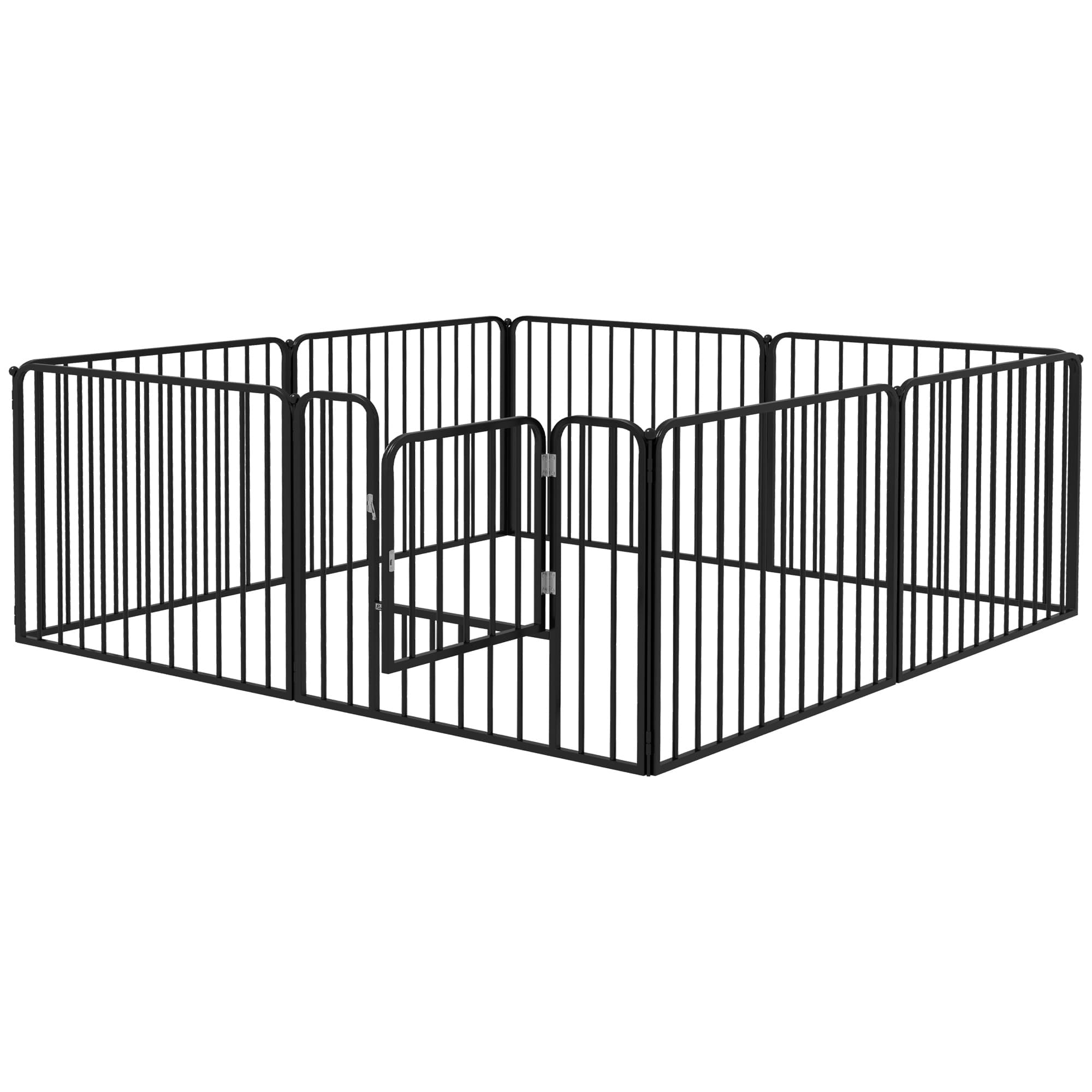 PawHut Enclos pour Chiens à 8 Panneaux Modulables d'Intérieur et d'Extérieur, en Acier, 164x164x60 cm, Noir