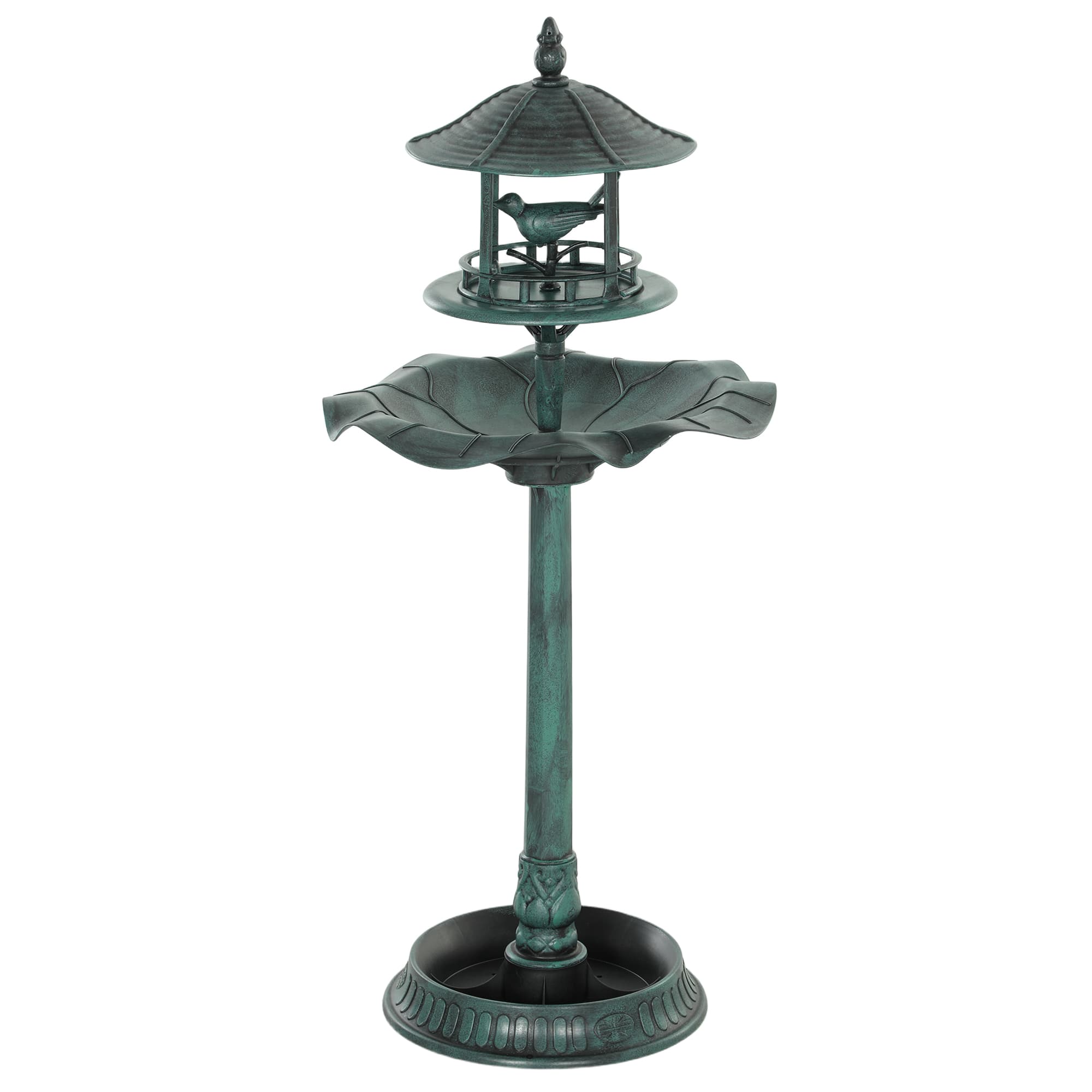 Outsunny Bain d'oiseaux abreuvoir pour oiseaux jardinière 3 en 1 Ø 50 x 113 cm polypropylène vert-de-gris