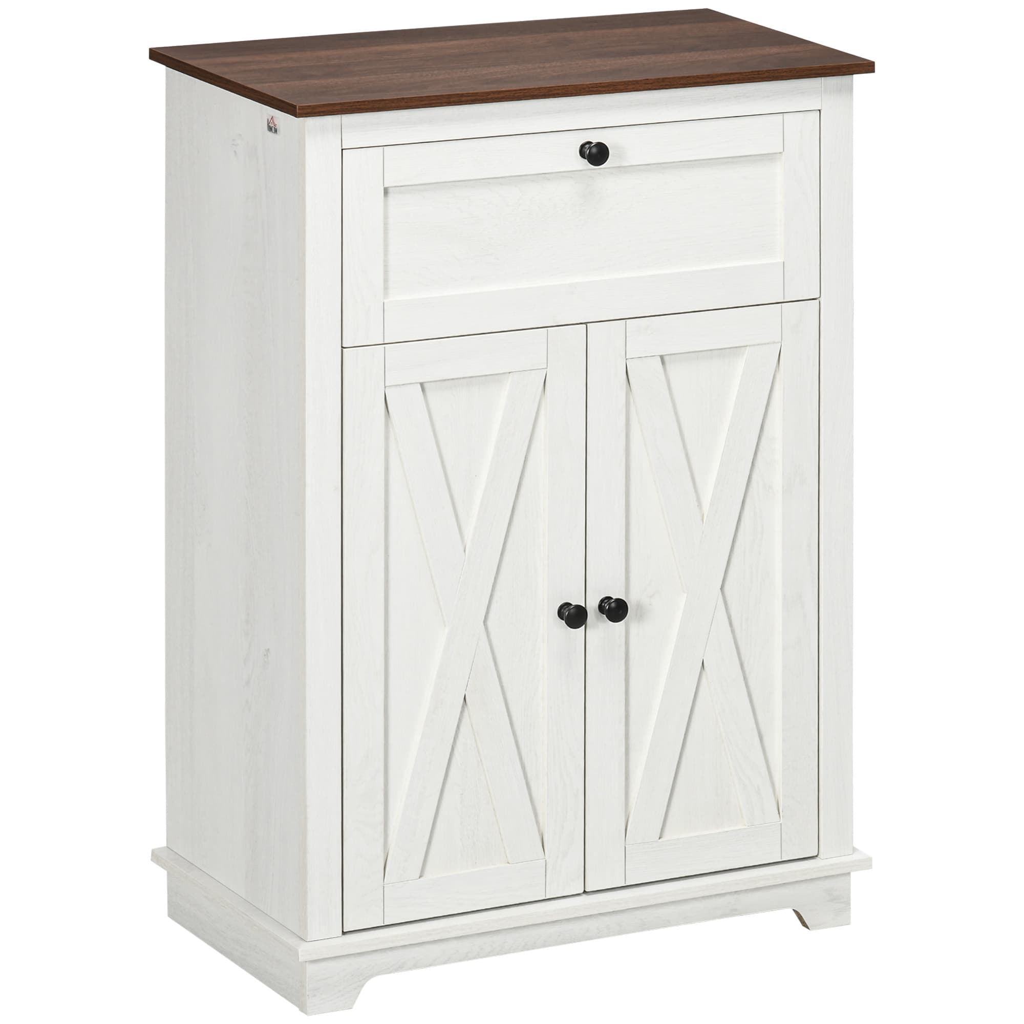 HOMCOM Meuble de rangement buffet multi-rangements 2 portes avec étagère réglable 1 tiroir, dim. 60L x 30P x 87,5H cm