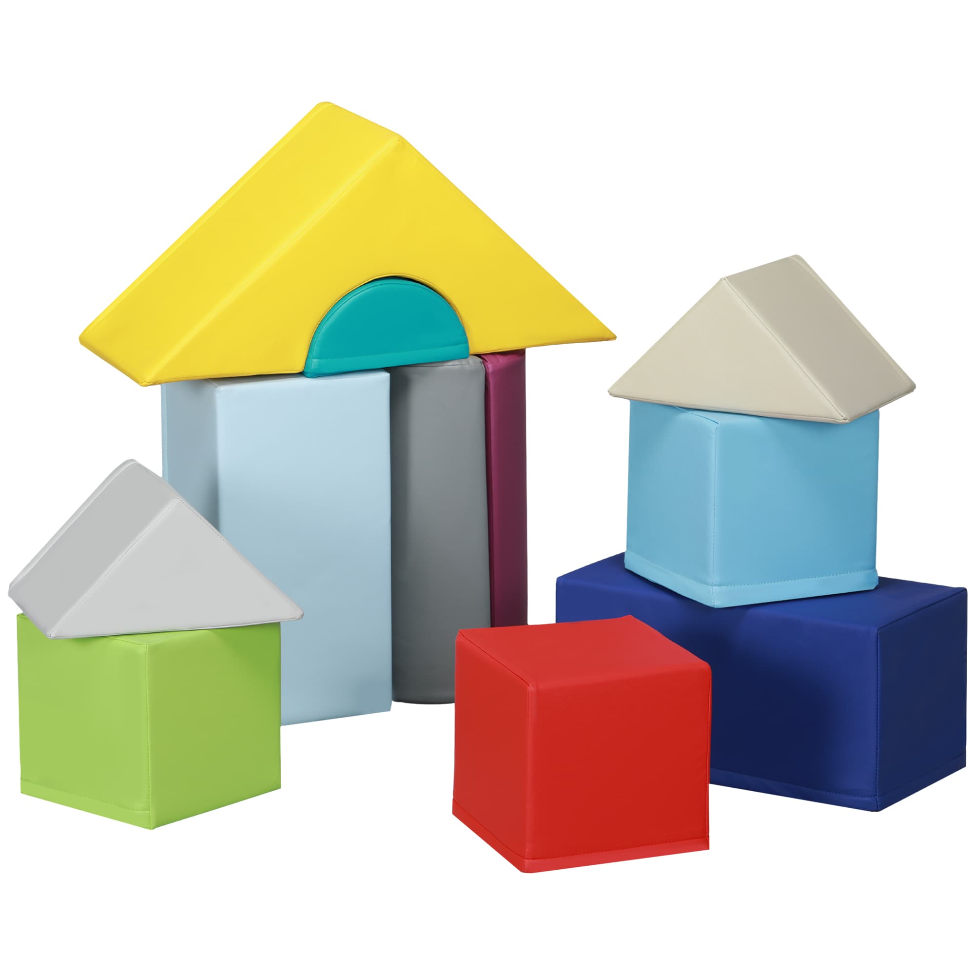 HOMCOM Parcours de motricité bébé 11PCS, module motricité bébé en mousse avec housse en polyuréthane et remplissage en EPE, multicolore