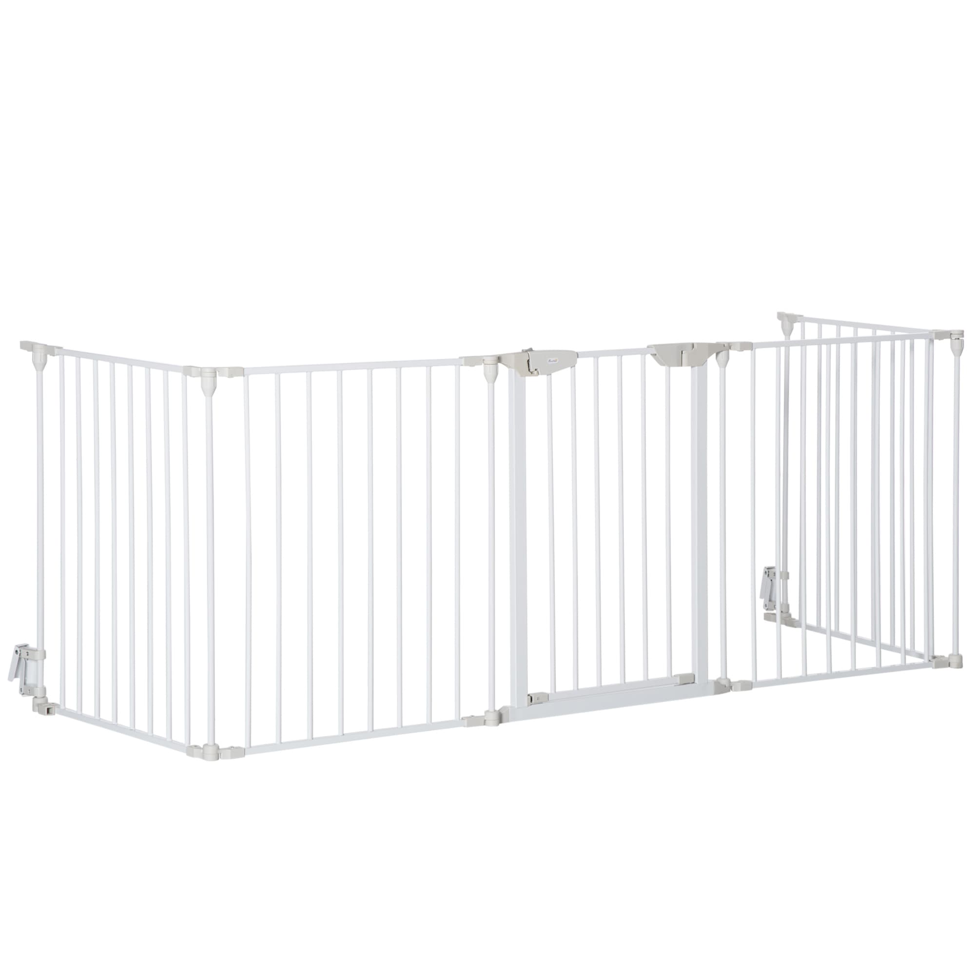 PawHut Barrière de sécurité modulable blanc, vert Aosom France