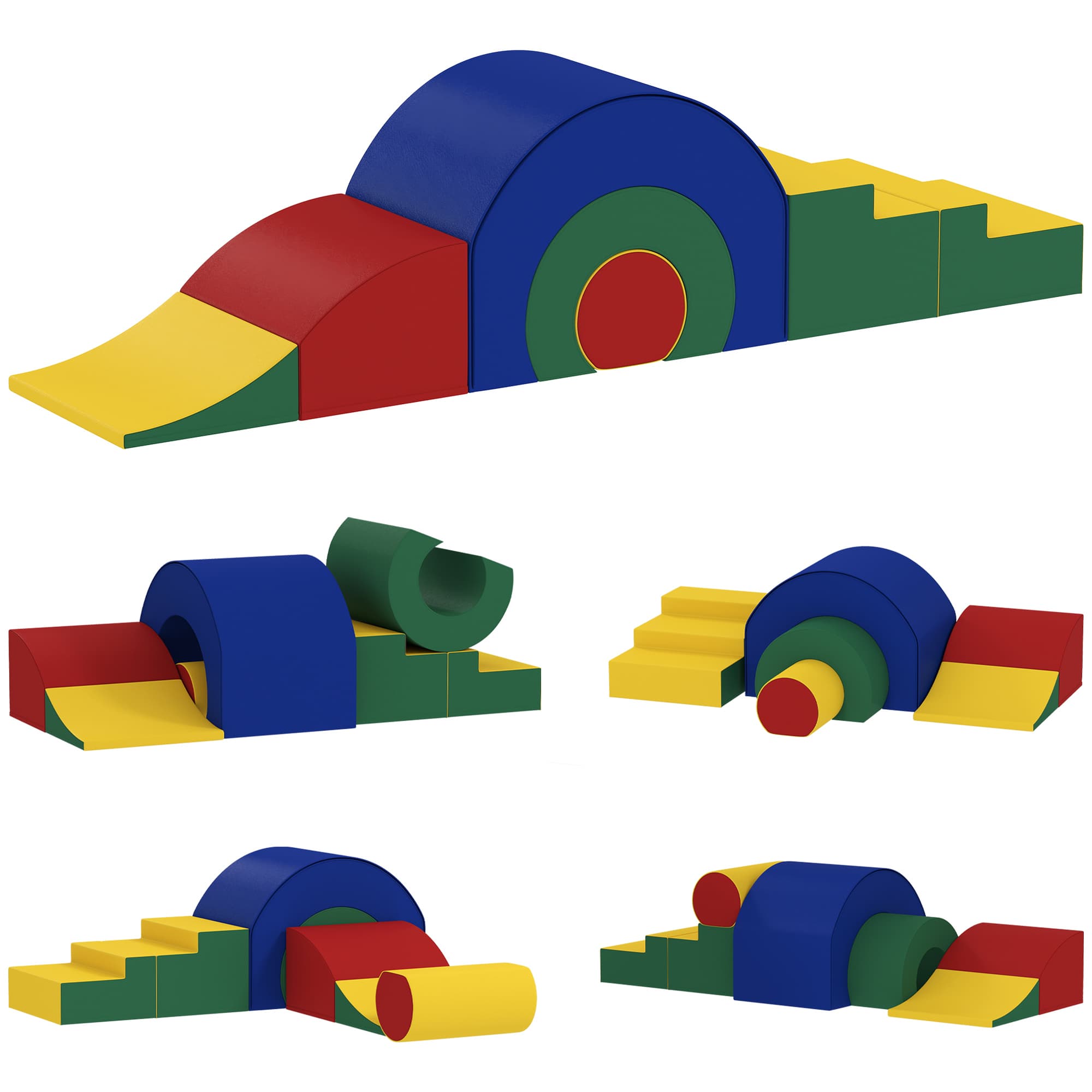 AIYAPLAY Parcours motricité bébé jouets d'escalade modulable 5 briques géantes en mousse 181 x 39 x 44 cm multicolore