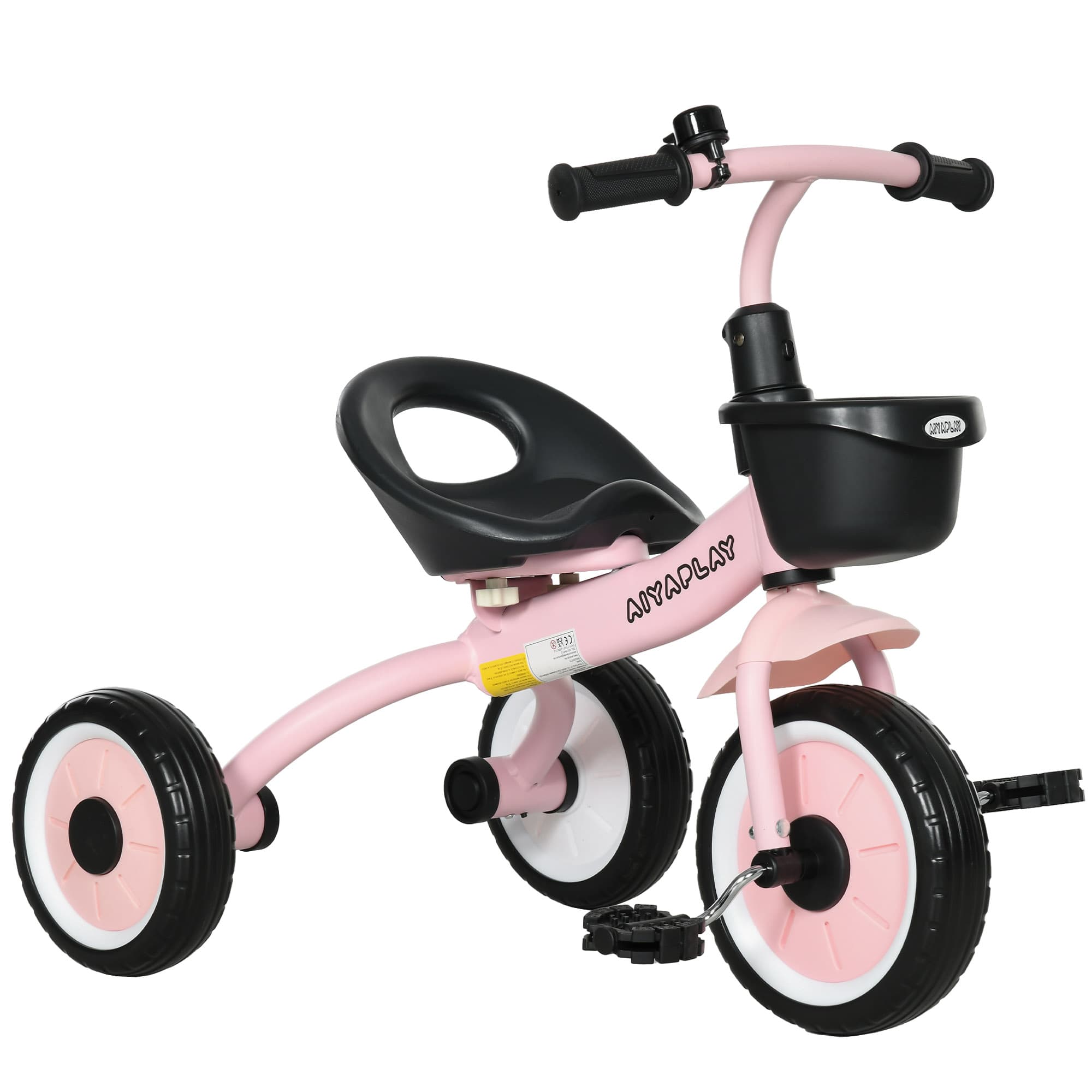 AIYAPLAY Tricycle enfants avec sonnette et panier selle réglable avec dossier - pour enfant de 2 à 5 ans rose