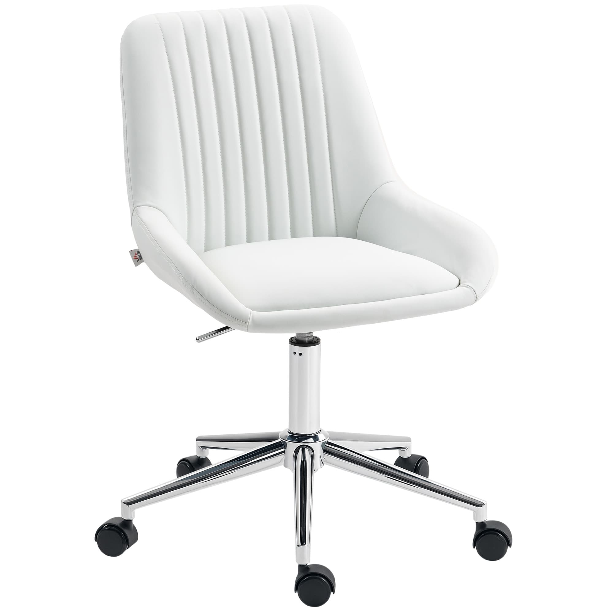 HOMCOM Fauteuil de bureau sans accoudoirs, chaise de bureau avec hauteur réglable, 52x58x80-90cm, blanc