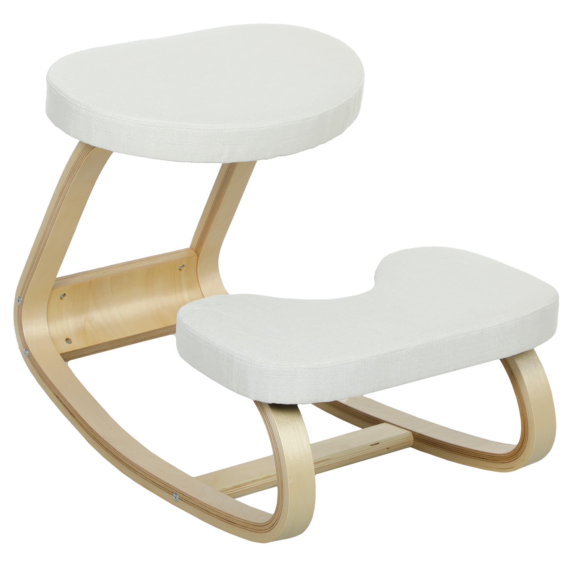 HOMCOM chaise de genoux ergonomique, pour bureau travail, assise rembourrée confortable, améliore posture dos, crème Aosom France