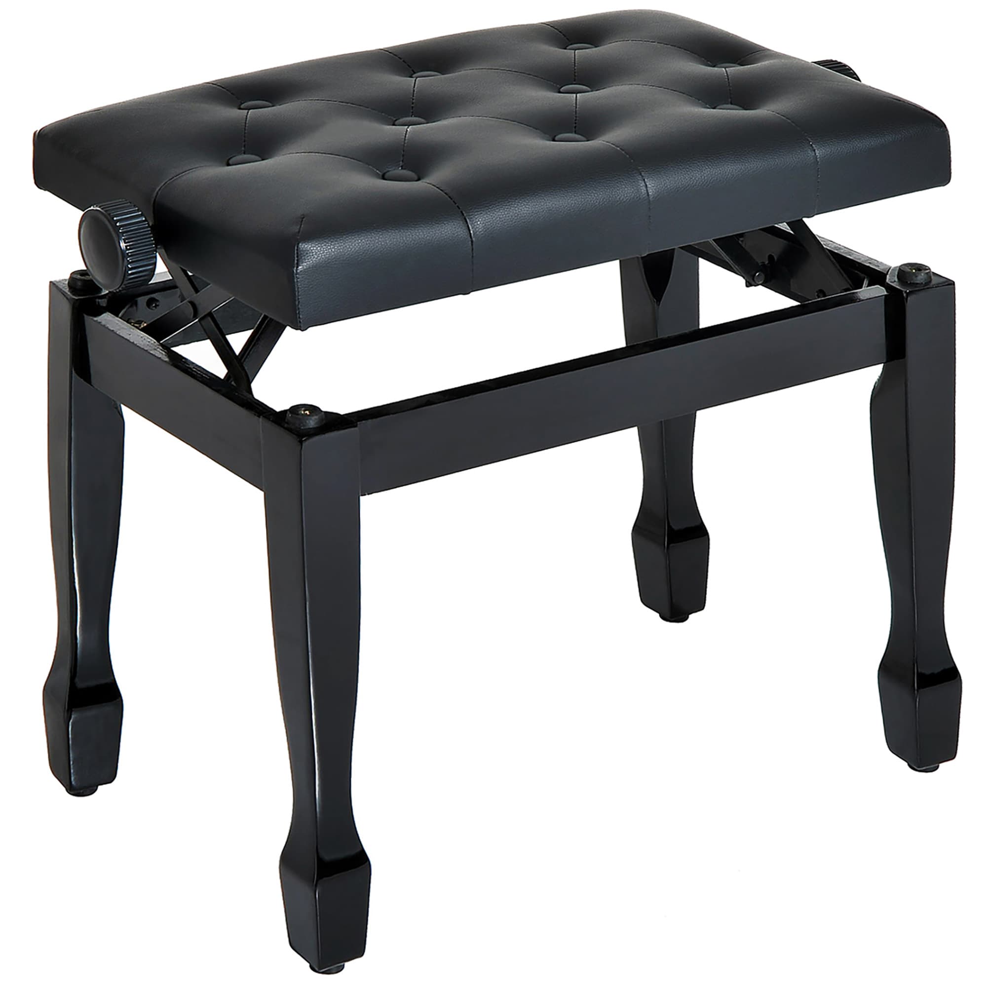 HOMCOM Banc de piano régalable, banc de clavier, assis confortable en bois,charge 200kg, synthétique noir Aosom France