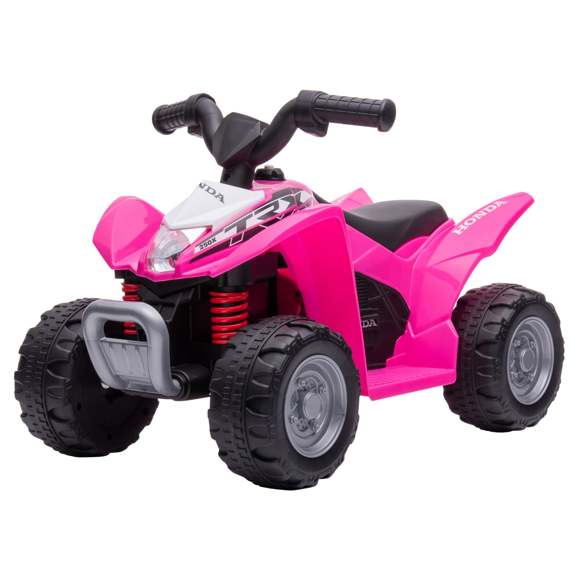 AIYAPLAY Quad électrique enfant 6 V, vitesse de 2,8 km/h, phares LED, klaxon, 4x4 enfant, poignée et selle ergonomique, rose