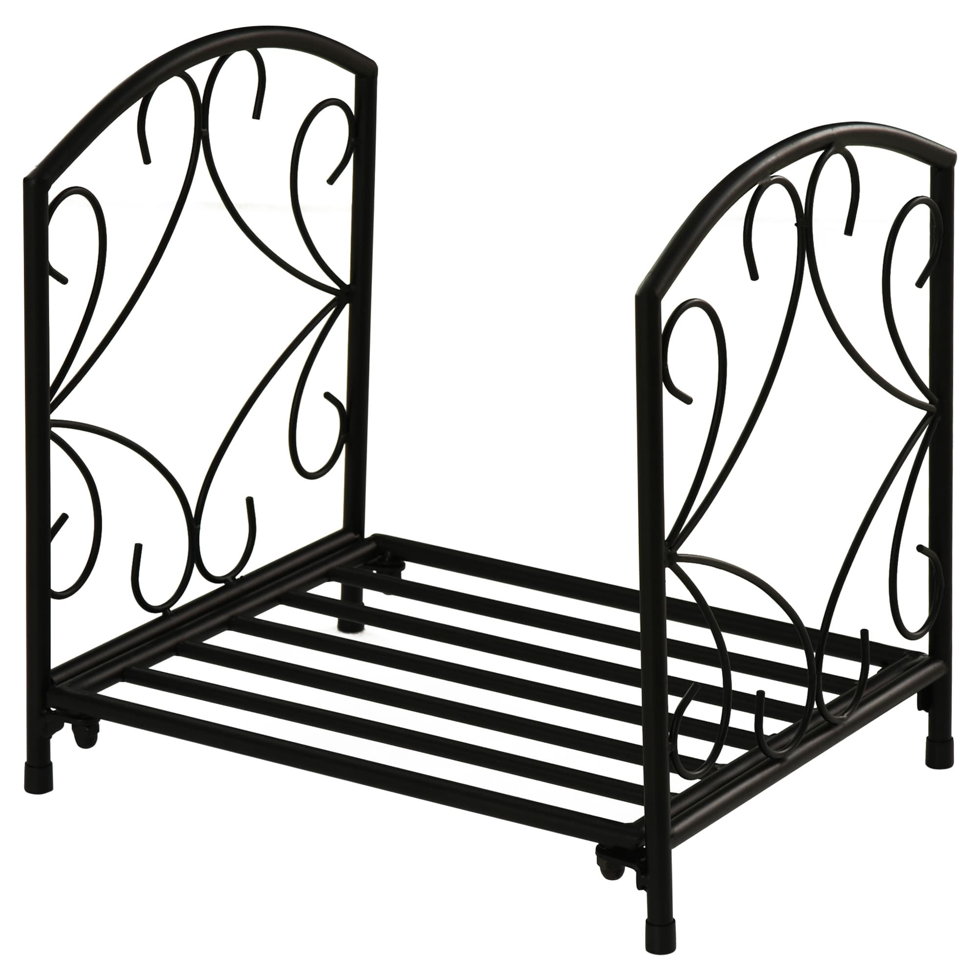 Outsunny Range-bûches porte buche de cheminée pieds surélevés pour intérieur et extérieur, cadre en métal, 39,5x31,5x39,5cm, noir