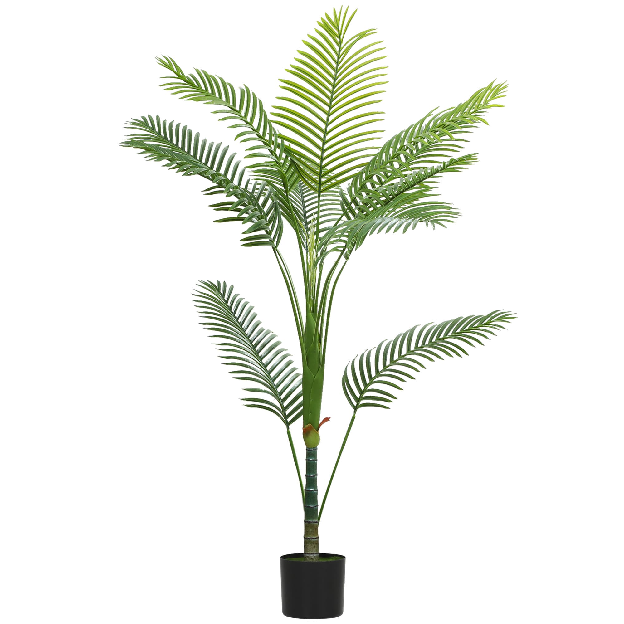 HOMCOM Plante artificielle intérieure 150 cm, palmier arbre artificiel avec pot en plastique et flocage, vert