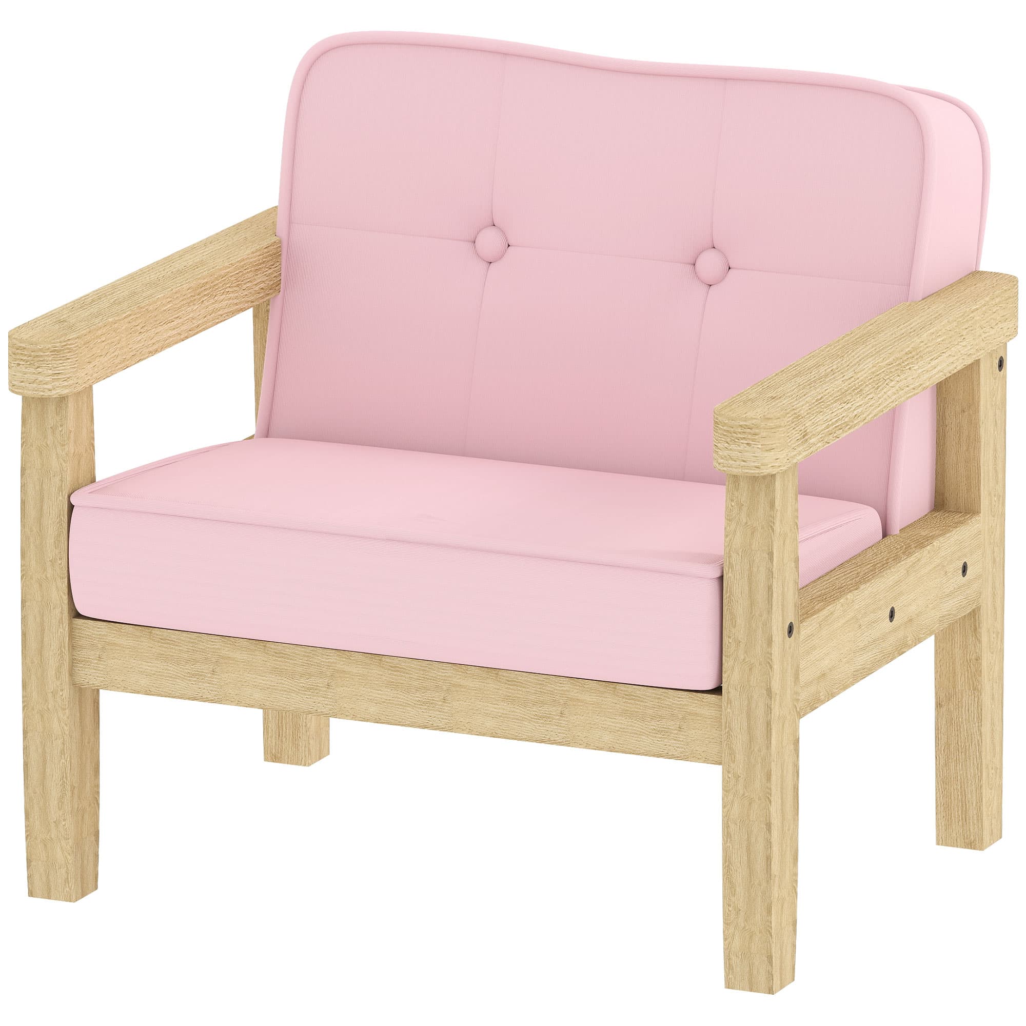 AIYAPLAY Sillón Infantil avec Tissu Doux en Velours et Structure en Bois Assise et Dossier Rembourrés 46,5x44x45 cm Rose