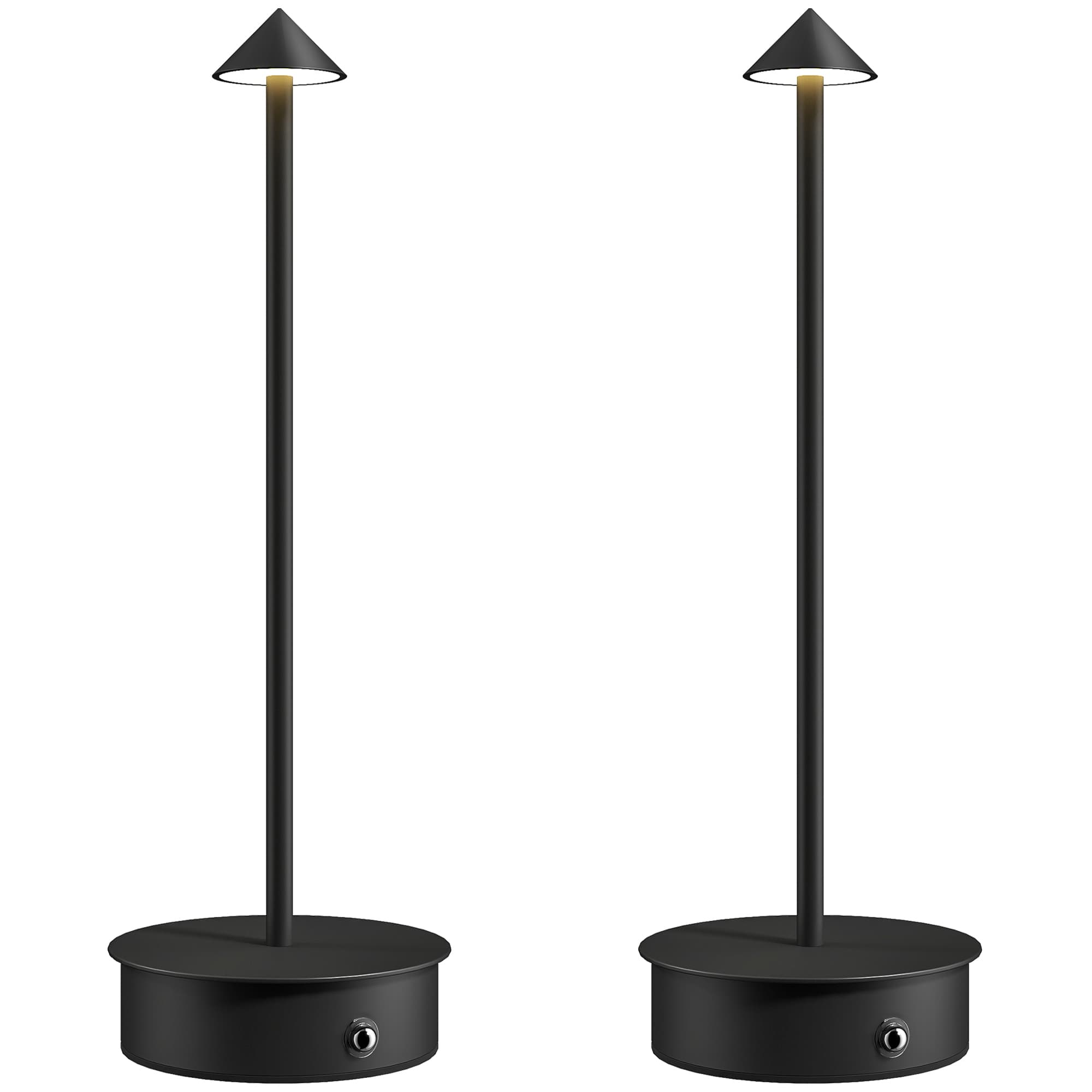 HOMCOM Jeu de 2 Lampes de Table LED Rechargeables avec USB et Commande Tactile et Lumière Réglable Ø10x30 cm Noir