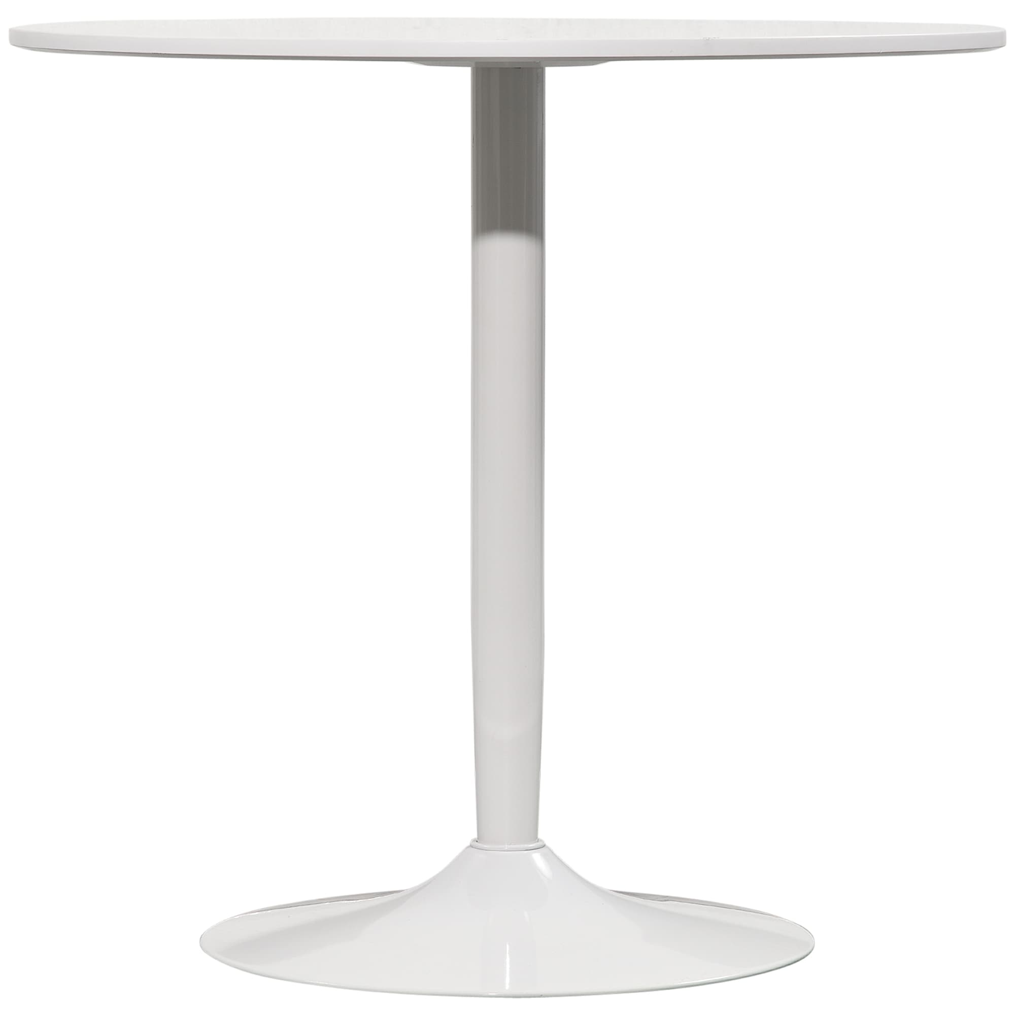 HOMCOM Table à manger ronde pour 2 personnes, table de cuisine style moderne avec piétement en acier, Ø 80 x 75 cm, blanc