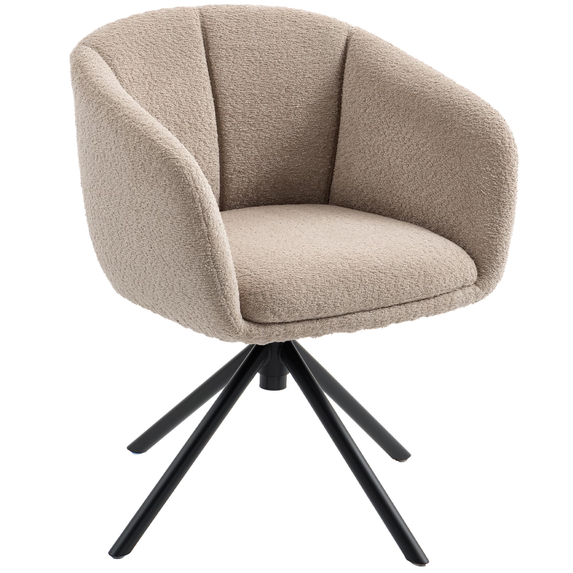HOMCOM Fauteuil, chaise rembourrée avec coque de siège confortable, pivotant, revêtement douillet, jusqu'à 120 kg, Marron clair