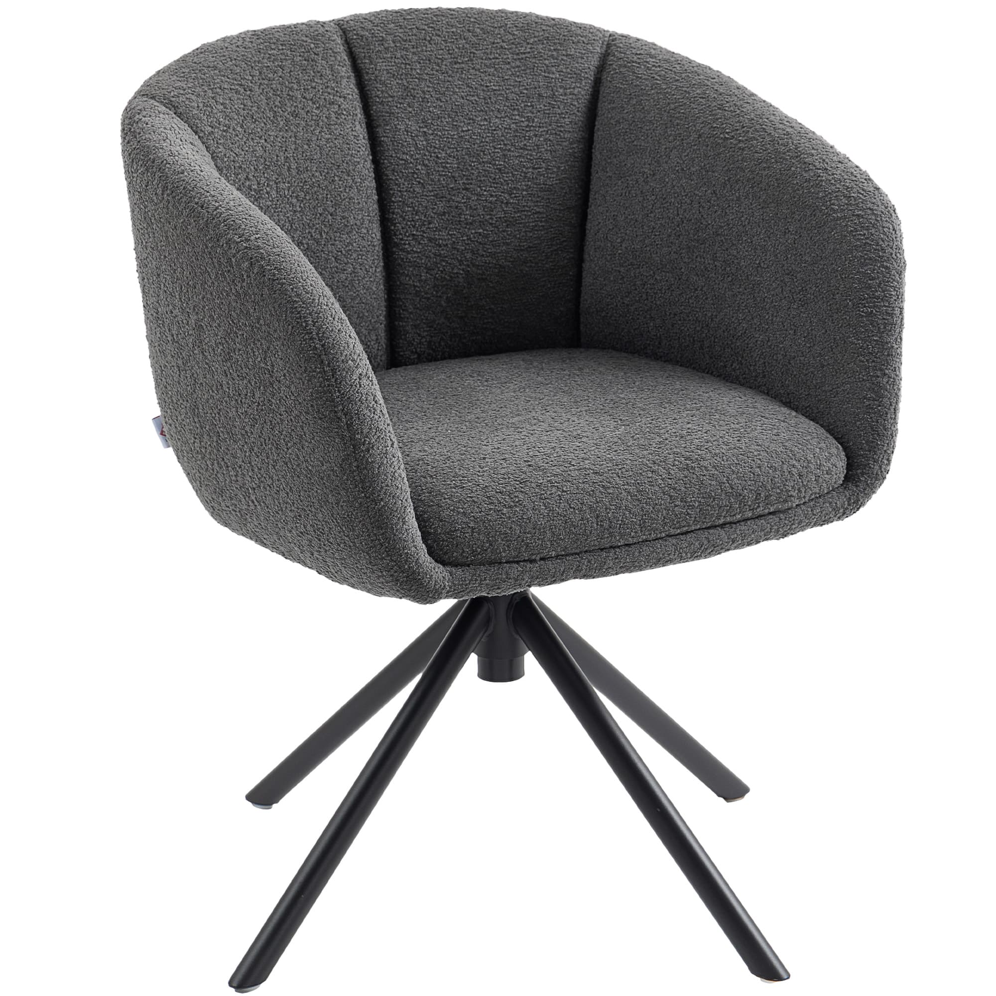 HOMCOM Fauteuil, fauteuil rembourré avec coque de siège confortable, pivotant, revêtement moelleux, jusqu'à 120 kg, Gris foncé