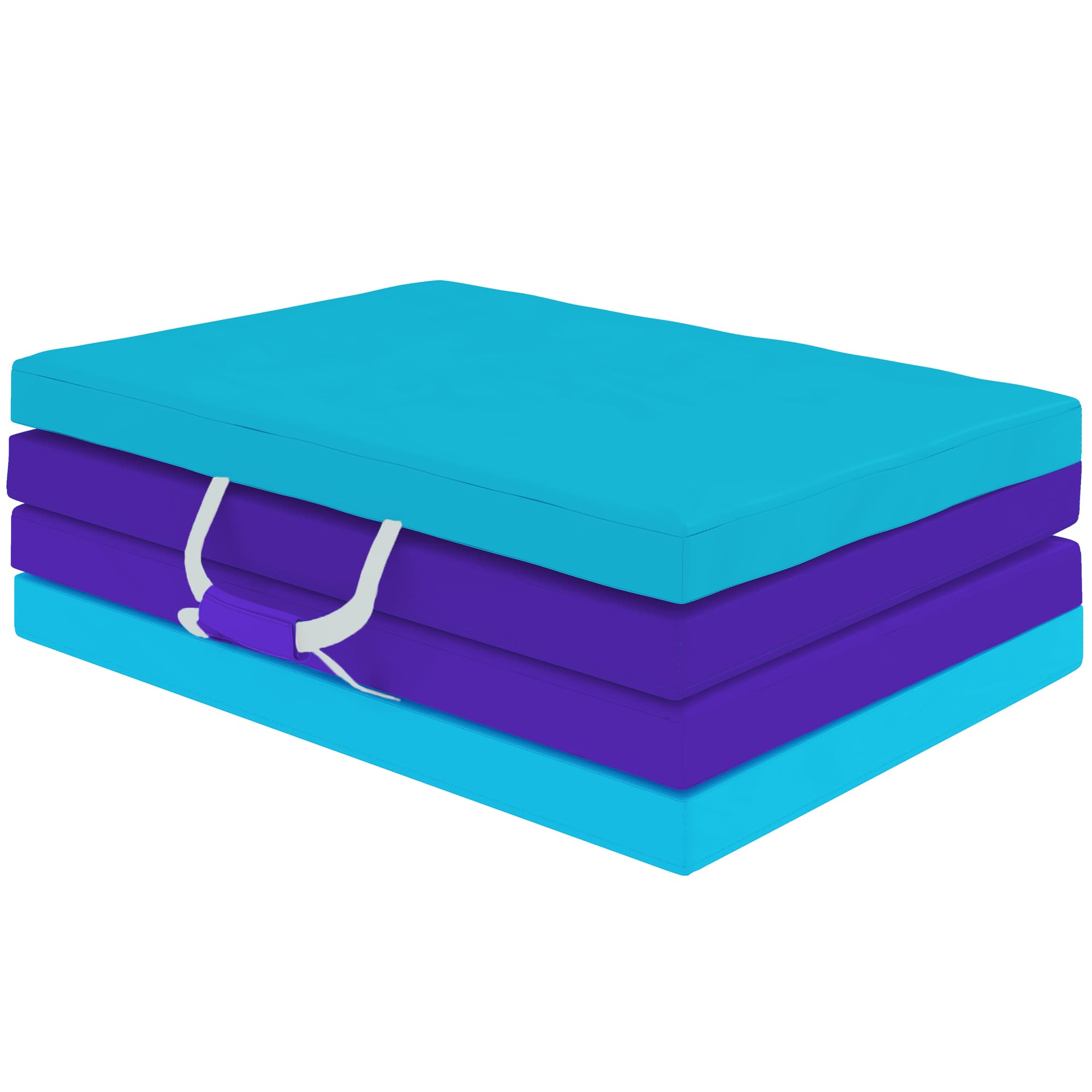 SPORTNOW Tapis de Gymnastique Pliable de 5 cm d'Épaisseur avec Poignées de Transport et Sac pour Yoga Aérobie Bleu
