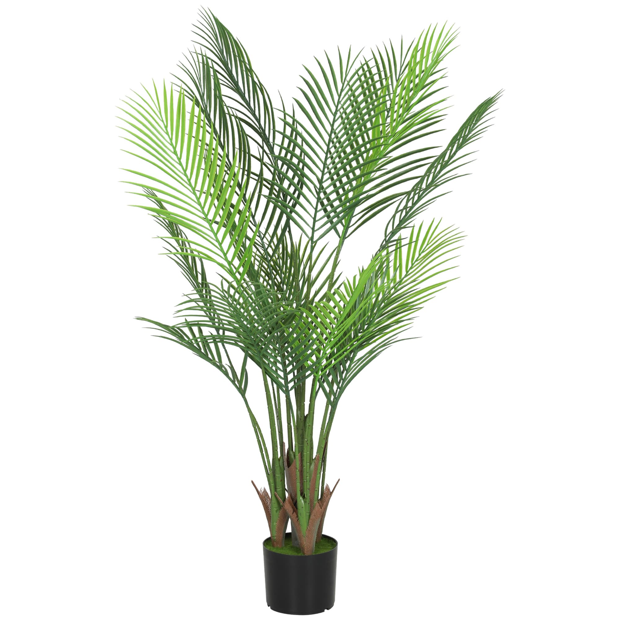 HOMCOM Plante artificielle intérieure 120 cm, palmier arbre artificiel avec pot en plastique et flocage, vert