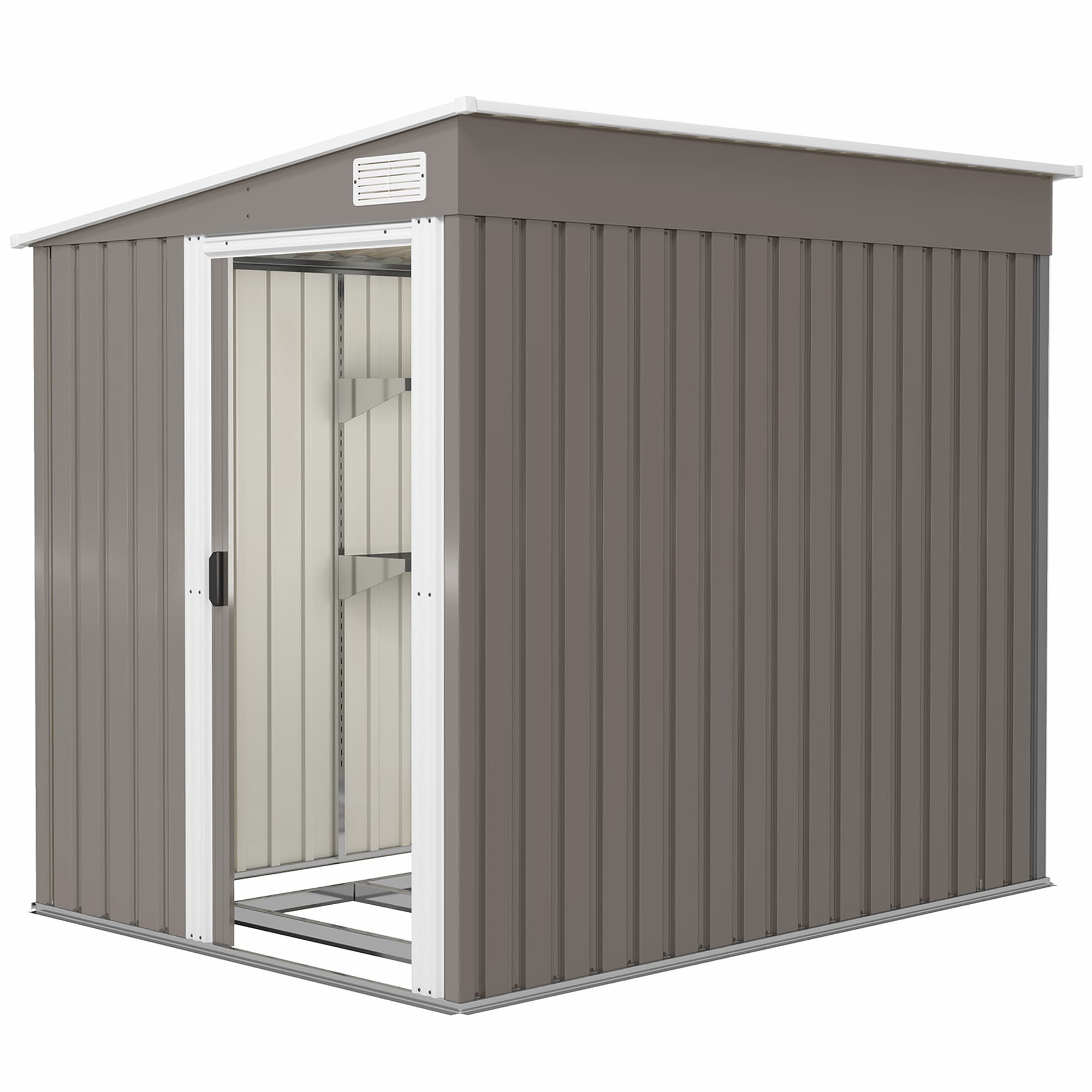 Outsunny Abri de Jardin en Métal 2,81m2 154x206,5x181 cm avec Toit en Pente Fondation