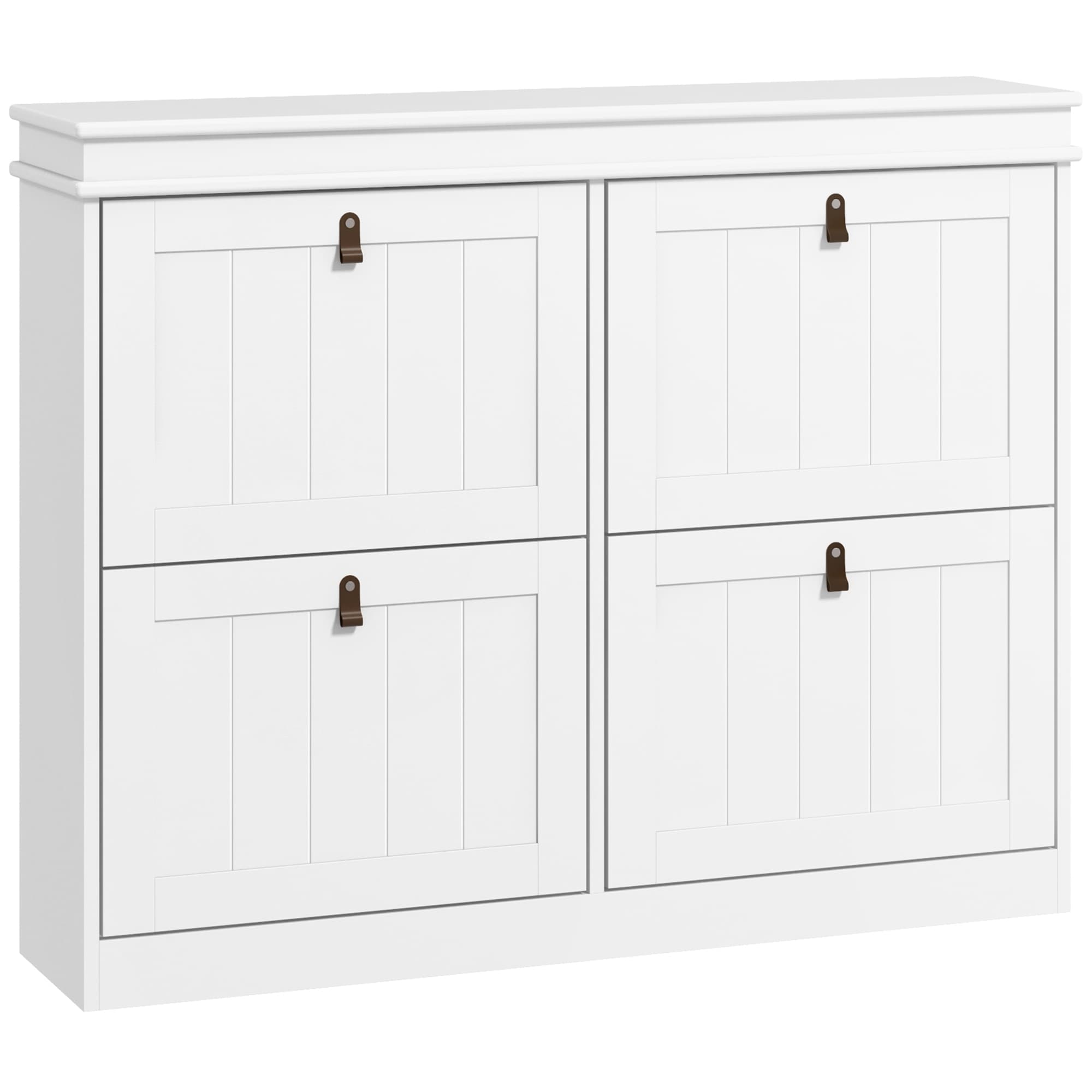 HOMCOM Meuble à chaussures 20 paires, armoire à chaussures, 4 tiroirs rabattables, étagères réglables, 105x24x82,5cm, blanc