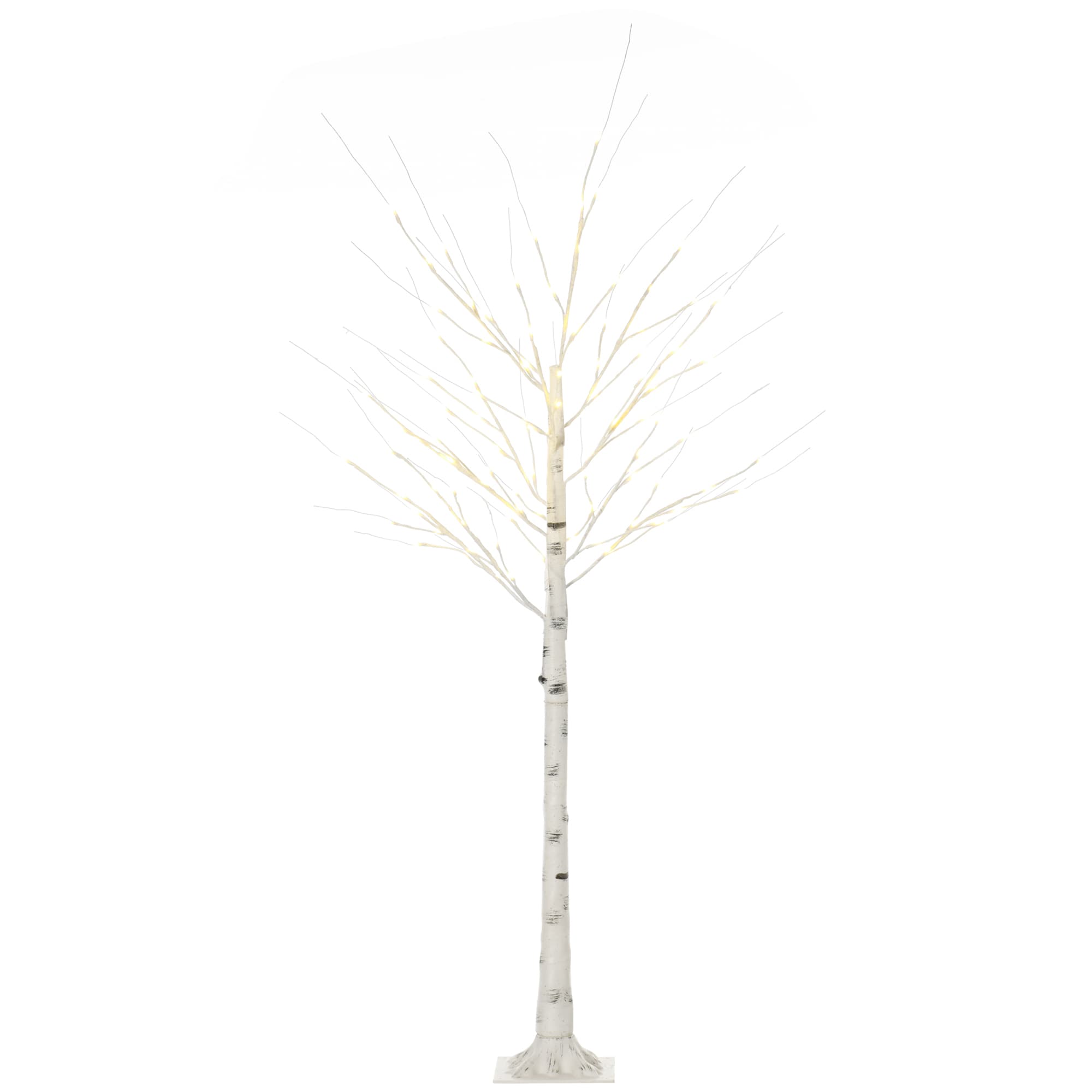 HOMCOM Arbre lumineux LED, décoration lumineuse blanc chaud, 96 LEDs 180 cm, décoration de noël, chambre, maison, blanc