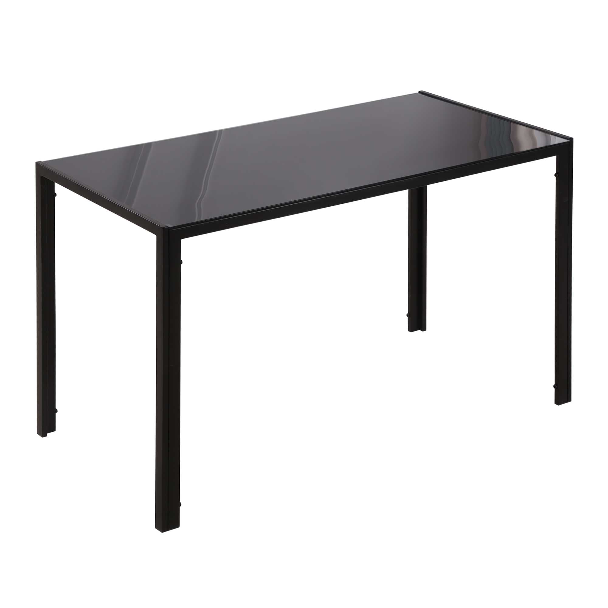 HOMCOM Table à manger pour 4 personnes, table de cuisine avec plateau en verre trempé et pieds en métal, 120x60x75cm, noir