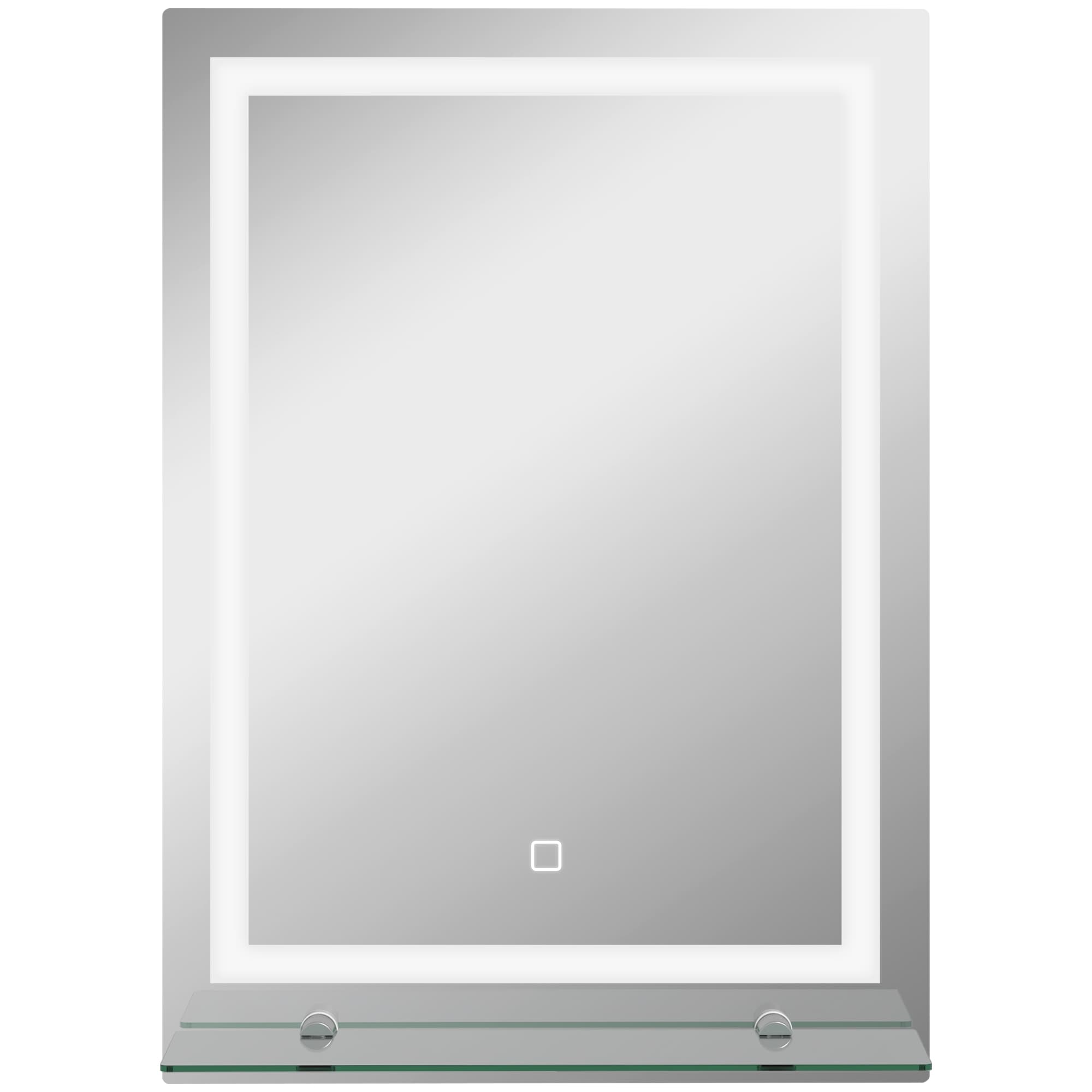 kleankin Miroir lumineux LED mural de salle de bain avec étagère intégrée 3 couleurs luminosité réglable interrupteur tactile