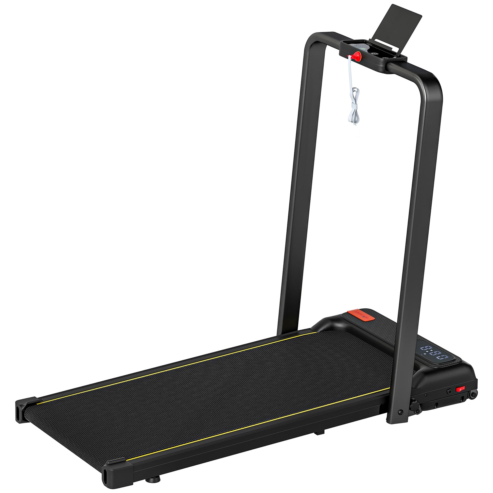 SPORTNOW Tapis de Course Pliable avec Inclinaison Réglable, Vitesse 1-10 km/h, Écran LED et Télécommande, Noir