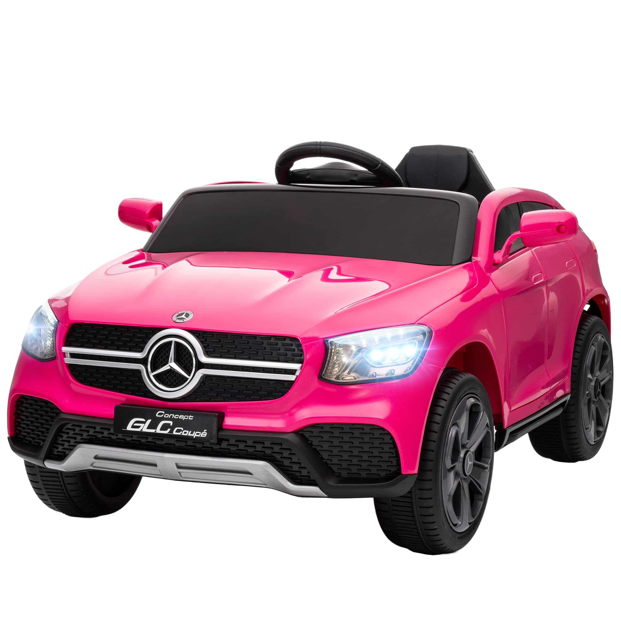 AIYAPLAY Voiture Électrique pour Enfants, 12V Véhicule pour Enfant avec Télécommande, Phares LED, Musique, 3 Vitesses, 3-6 Ans, Rose