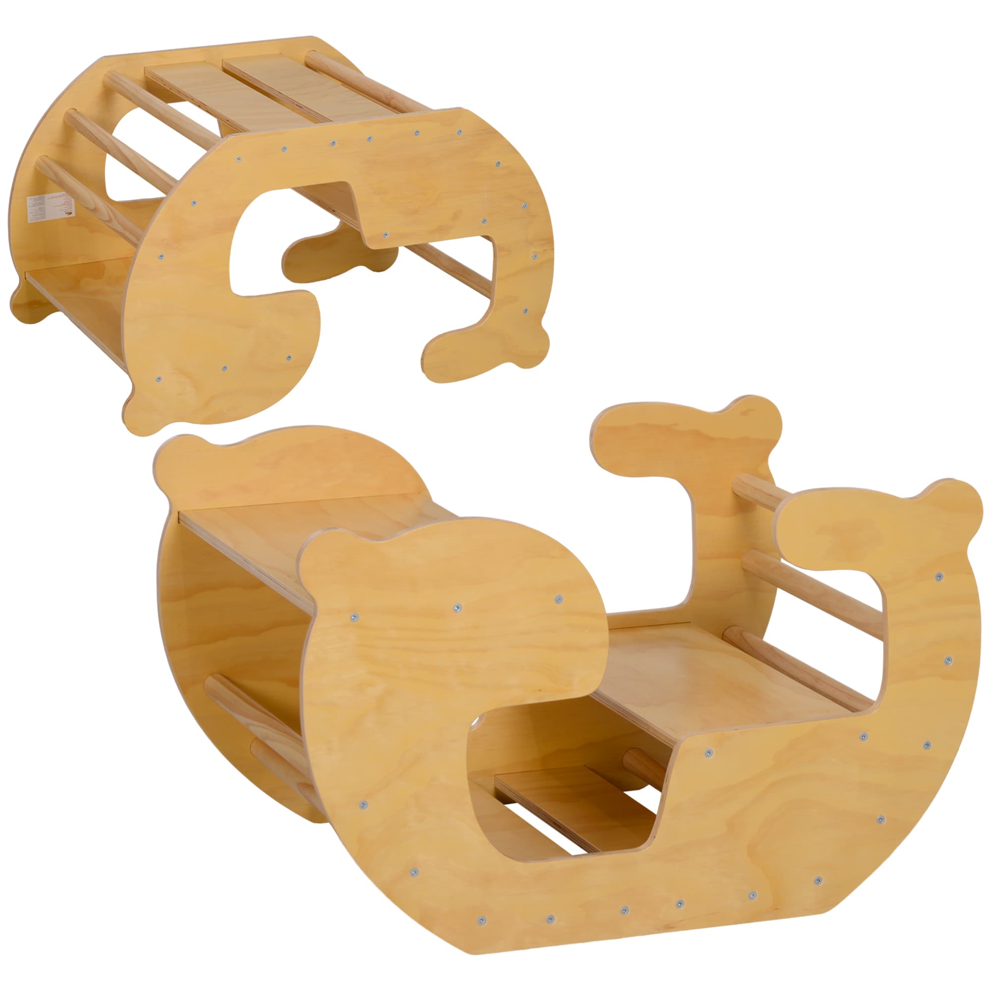 AIYAPLAY Arche d'escalade pour enfants, table à jouets pour enfants 18-48 mois, design 2 en 1, charge max. 50 kg, bois naturel