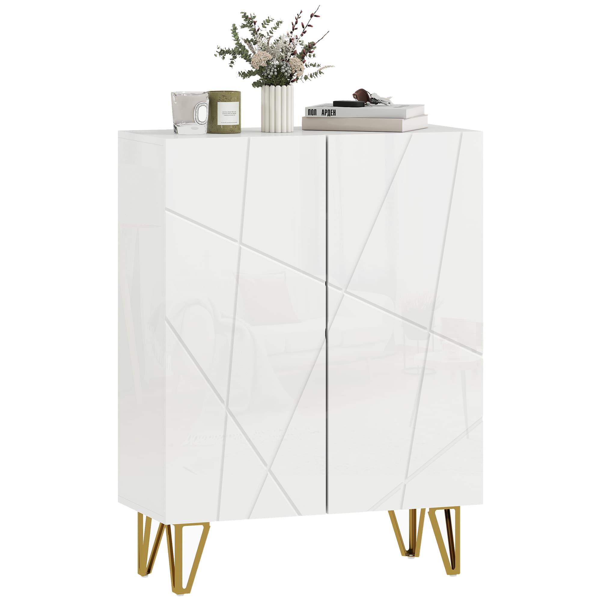 HOMCOM Armoire à Chaussures avec 2 Portes, Étagère à Chaussures, Rangement de Chaussures avec 4 Étagères Réglables 72 x 31,5 x 95 cm, Blanc