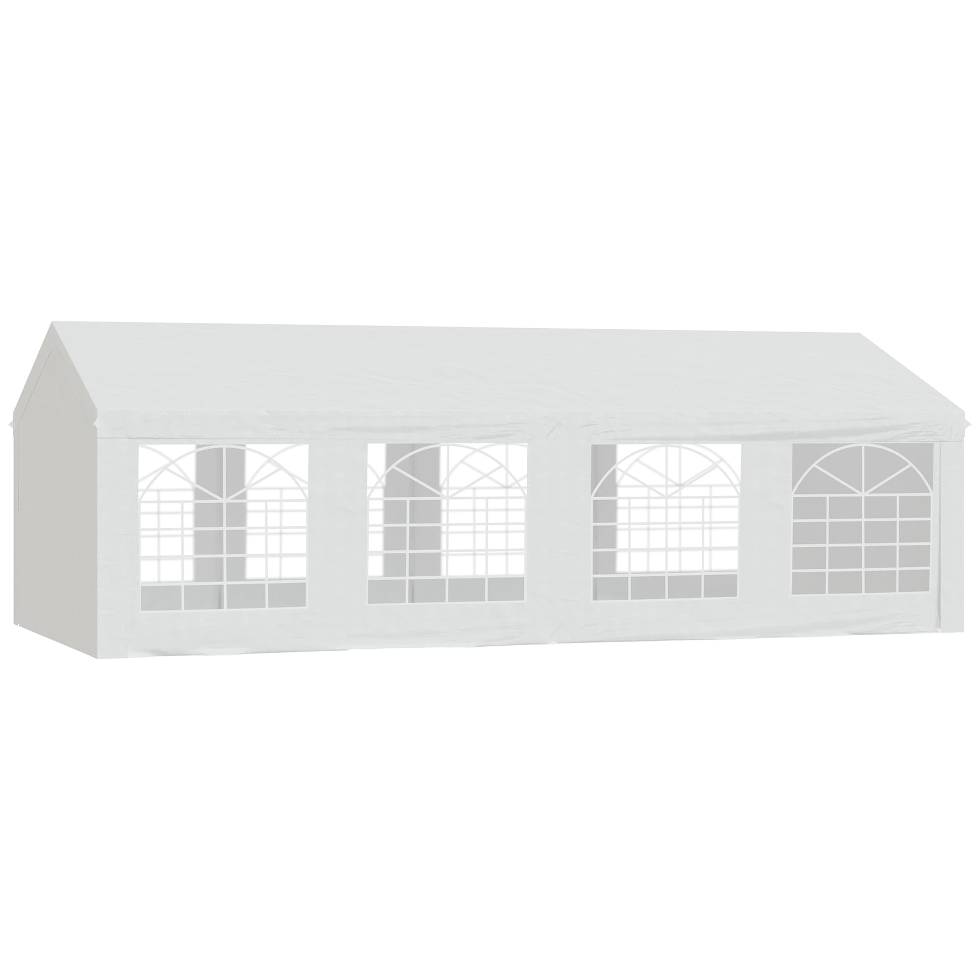 Outsunny Tente Tonnelle de Réception Jardin Chapiteau PE Imperméable Tube Acier 7.98L x 3.92l x 2.8Hm Blanc Neuf 14
