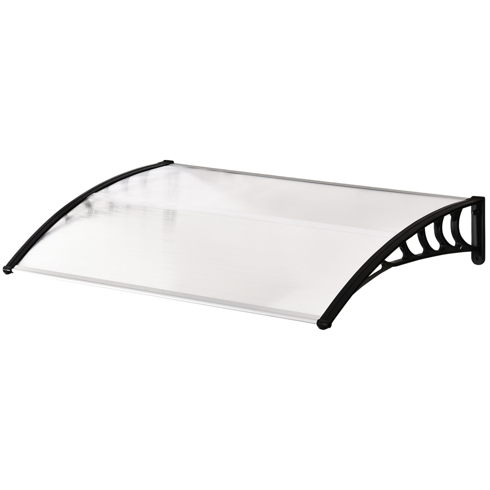Outsunny Auvent de porte d'entrée toit marquise en polycarbonate protection contre pluie neige UV 90 x 122 cm, transparente