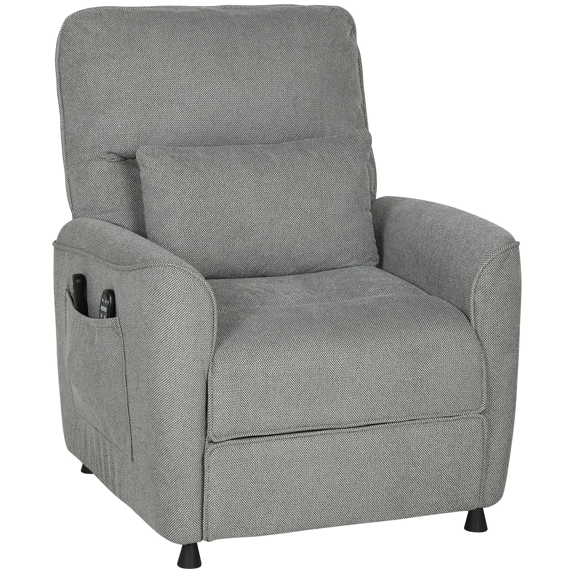 HOMCOM Fauteuil Inclinable avec Chauffage, 8 Points de Massage et 5 Modes, Tissu Chenille, Gris Foncé