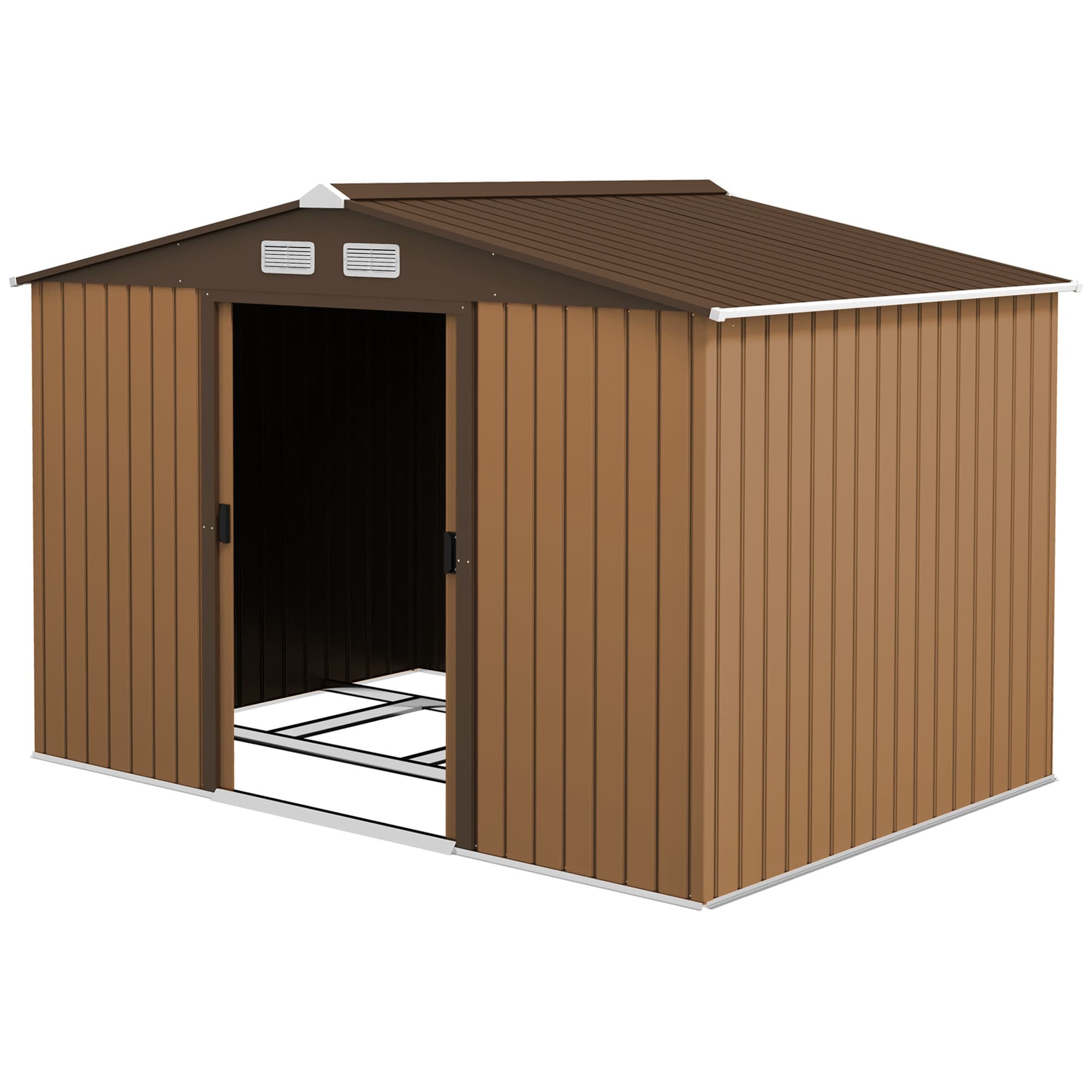 Outsunny Abri de Jardin 4,9 m2 cabane de jardin armoire de jardin Porte coulissante ventilations tôle Acier Jaune