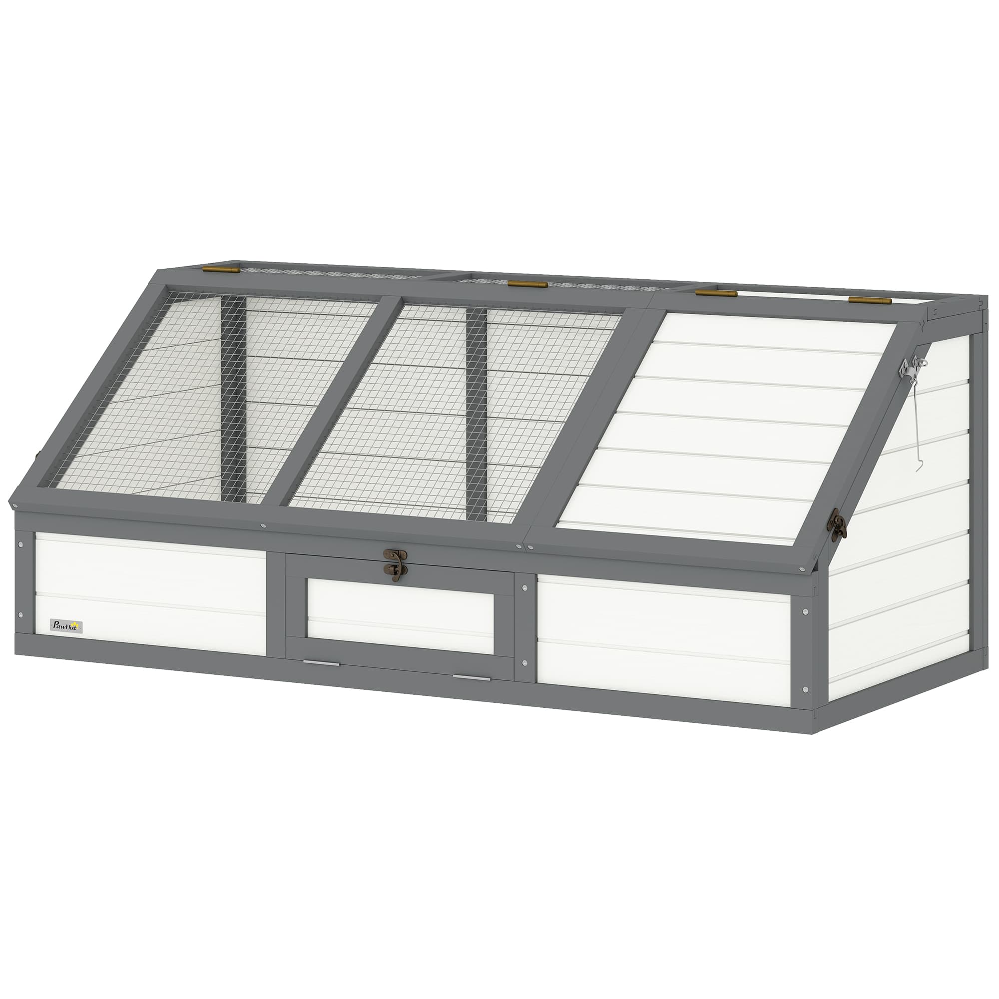 PawHut Boîte à tortues, enclos extérieur pour tortues, design sans fond, facile à ouvrir, maison pour tortues, Blanc