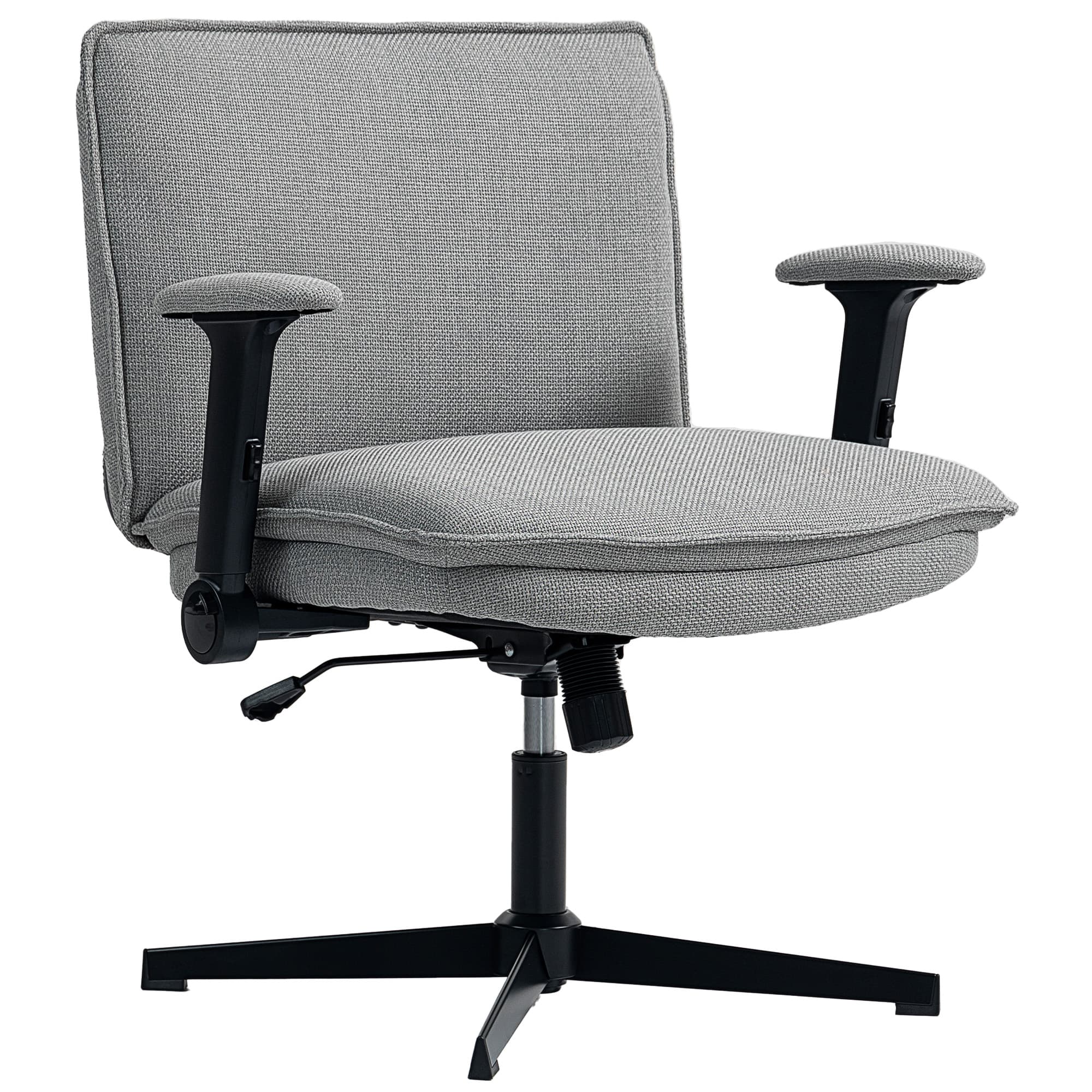 HOMCOM Chaise de bureau avec accoudoirs relevables, large chaise de bureau en lin, réglable en hauteur, base en acier, Gris
