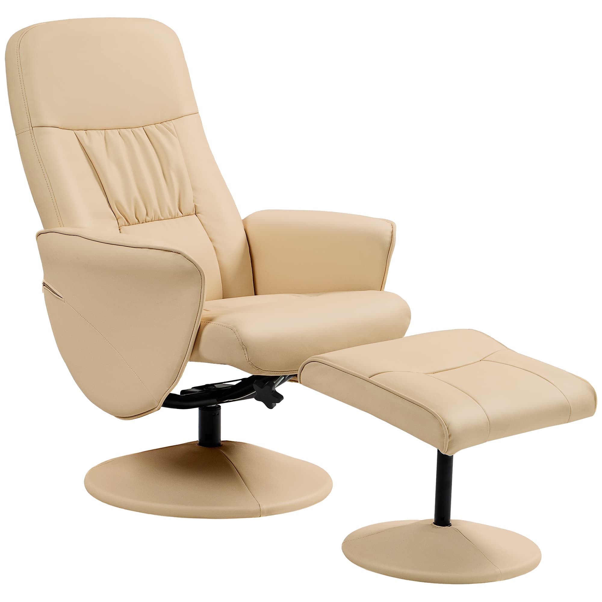 HOMCOM Fauteuil relax avec repose-pied fauteuil de relaxation fauteuil relaxant avec siège pivotant 360° et dossier inclinable
