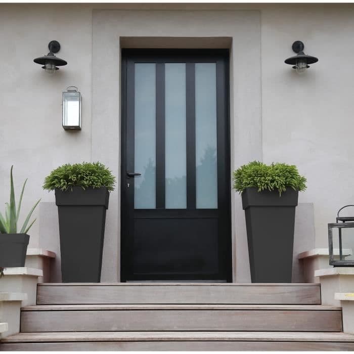 Pot de fleurs haut carré - Toscane - EDA - 39 x 39 x H. 65 cm - Intérieur / Extérieur - 62 L - Gris Anthracite