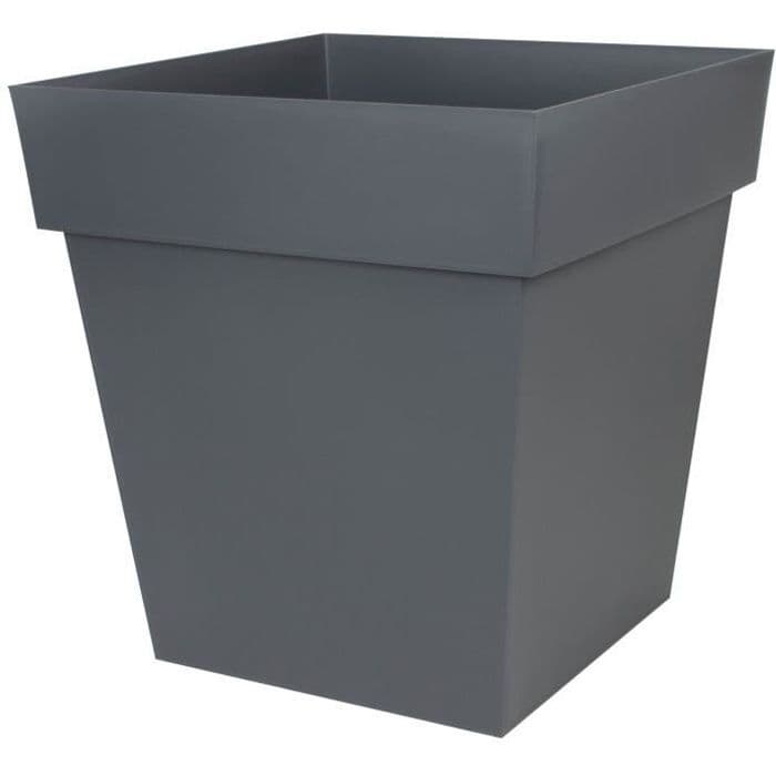 Pot de fleur carré - Toscane - EDA - 49,5 x 49,5 x H.52,5 cm - Intérieur / Extérieur - 87L - Gris Anthracite