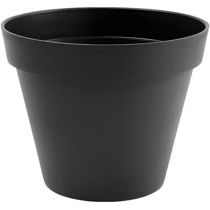 EDA Pot de fleur rond TOSCANE - 43 L - Ø 47,5 x H.40 cm - Gris Anthracite - Intérieur/Extérieur