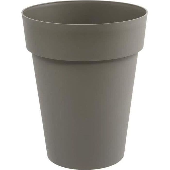 EDA - Pot de fleurs Rond mi-haut - Toscane - Ø 44 x 53 cm - Intérieur / Extérieur - 50 L - Taupe