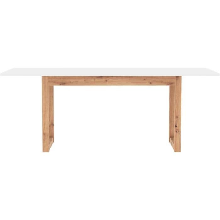 Table a manger - DENVER - Extensible - 10 personnes - Chene artisan / Blanc - 160- 200 x 90 x 75 cm