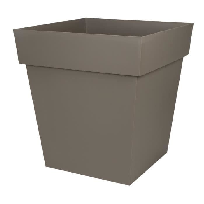 Pot de fleur carré - Toscane - EDA - 49,5 x 49,5 x H.52,5 cm - Intérieur / Extérieur - 87L - Taupe